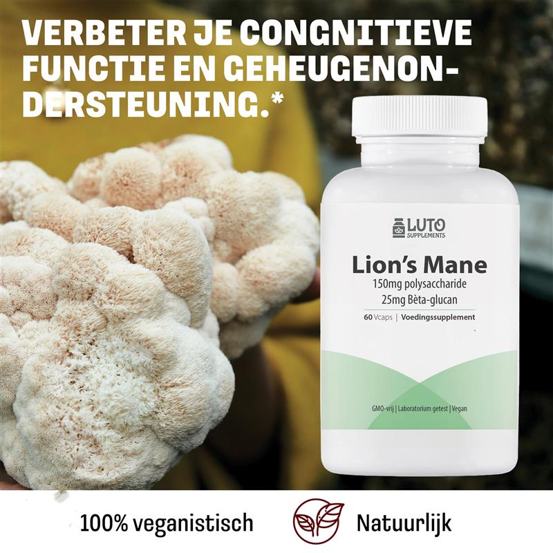 Lions Mane 1000mg | 300mg polysaccharide | LUTO Supplements