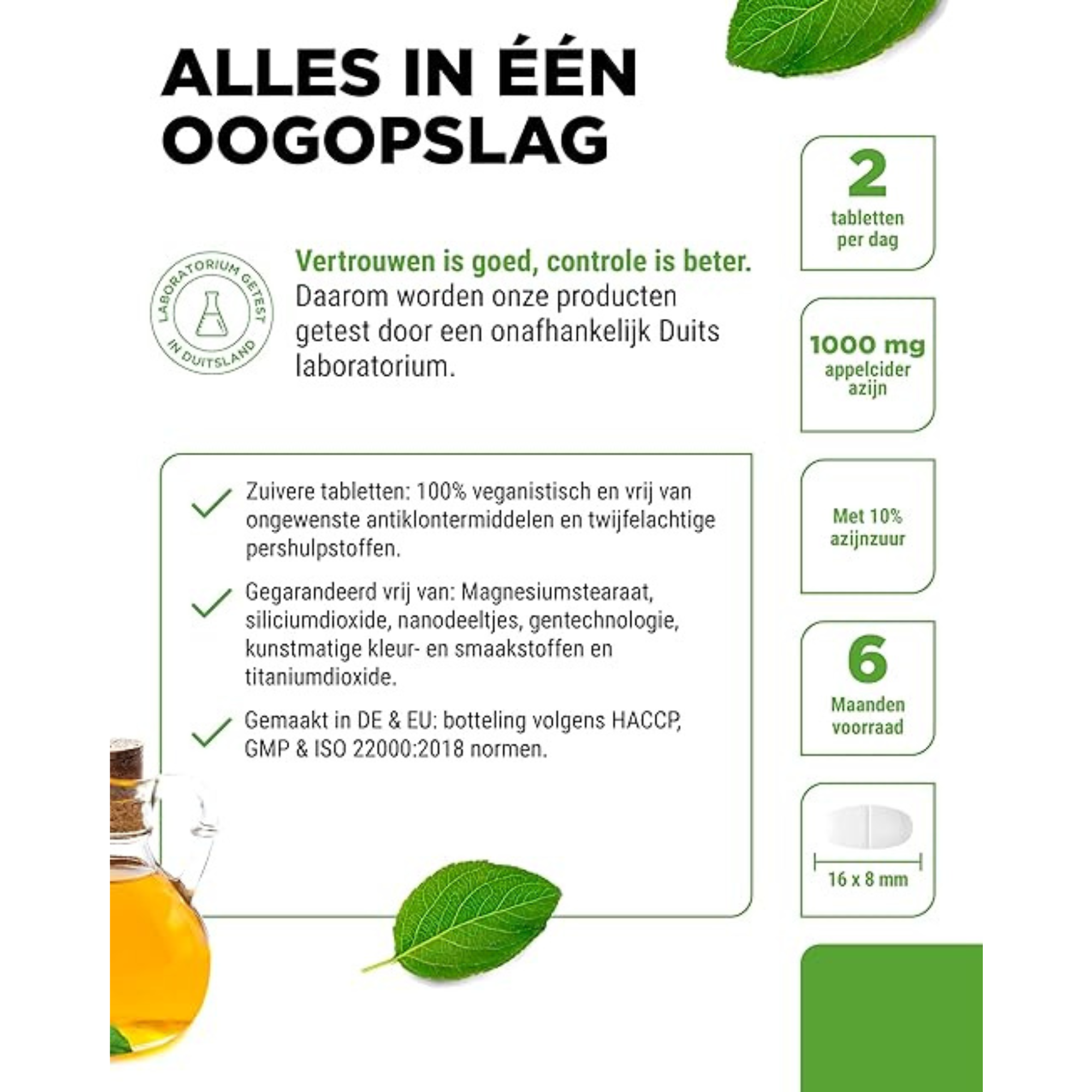 Appelazijn Tabletten 500mg | 365 stuks | Vit4ever