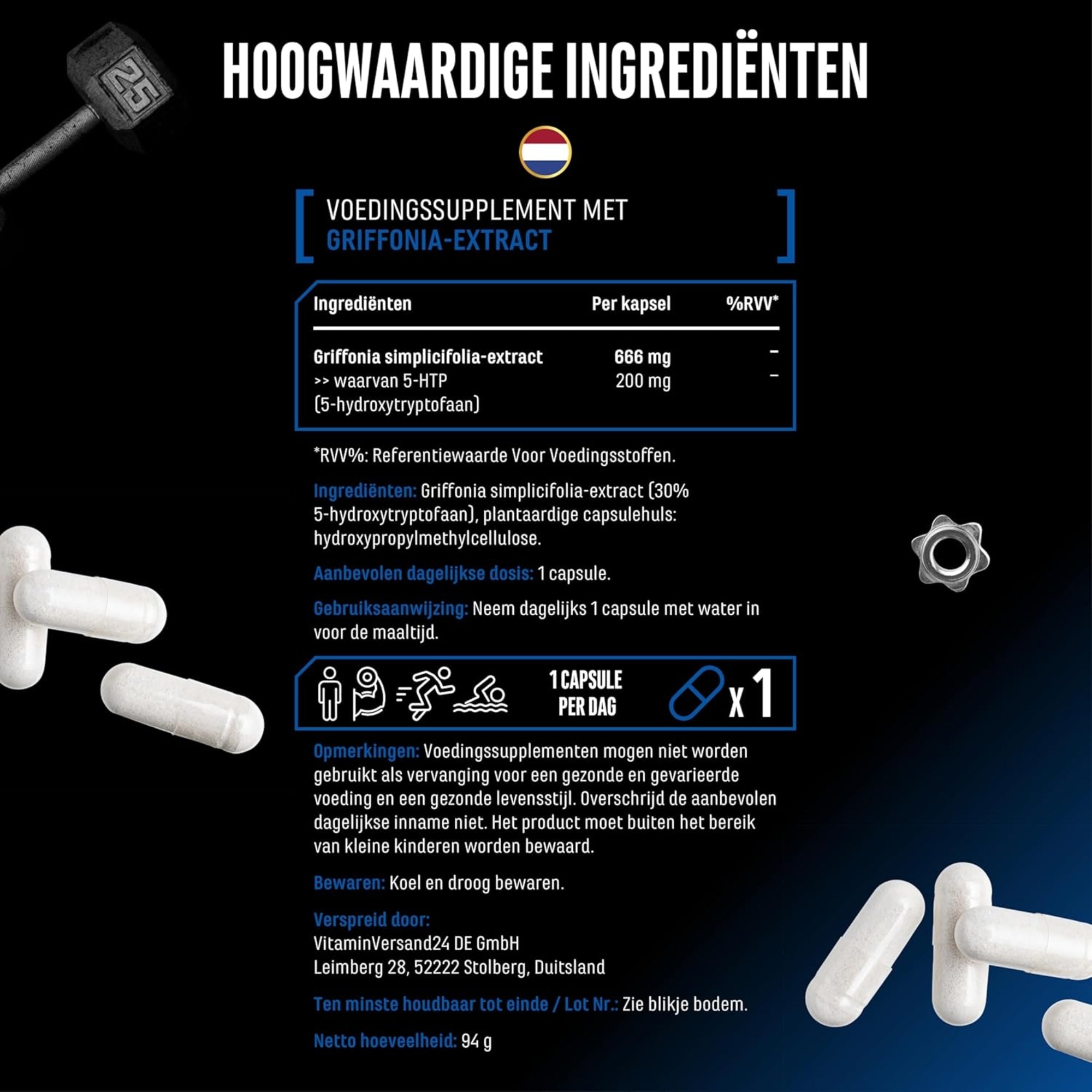 5-HTP MAX (Griffonia simplicifolia) 200 mg | 120 capsules | German Elite Nutrition