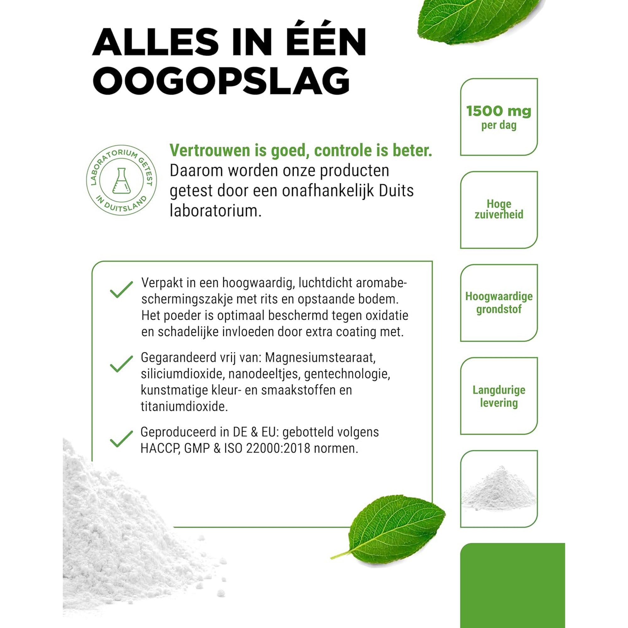 Laboratorium getest L-Tyrosine poeder - verpakking met kwaliteitskeurmerk voor zuiverheid