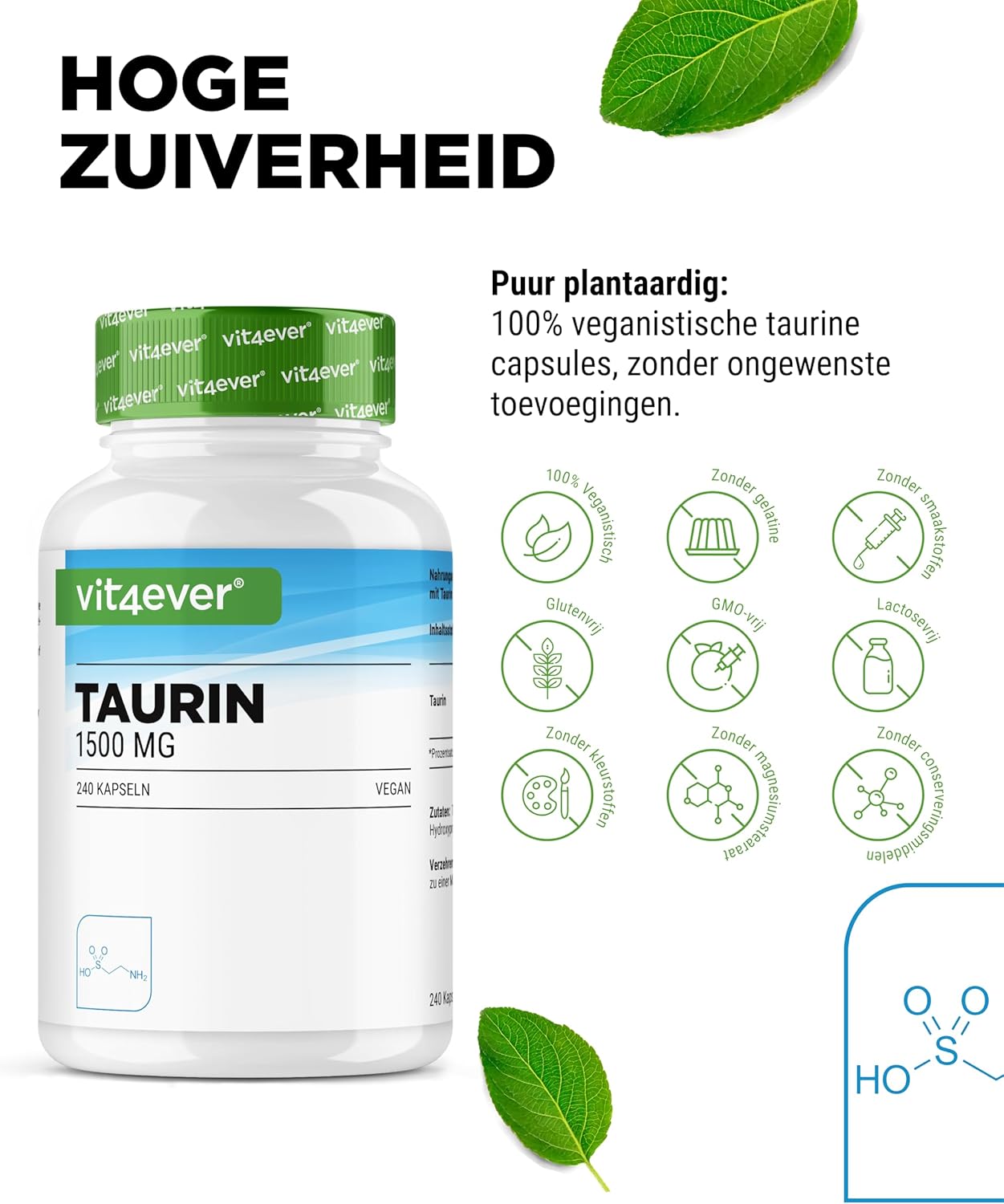 Taurine (L-Taurine) 1500mg | 240 Capsules | Vit4ever