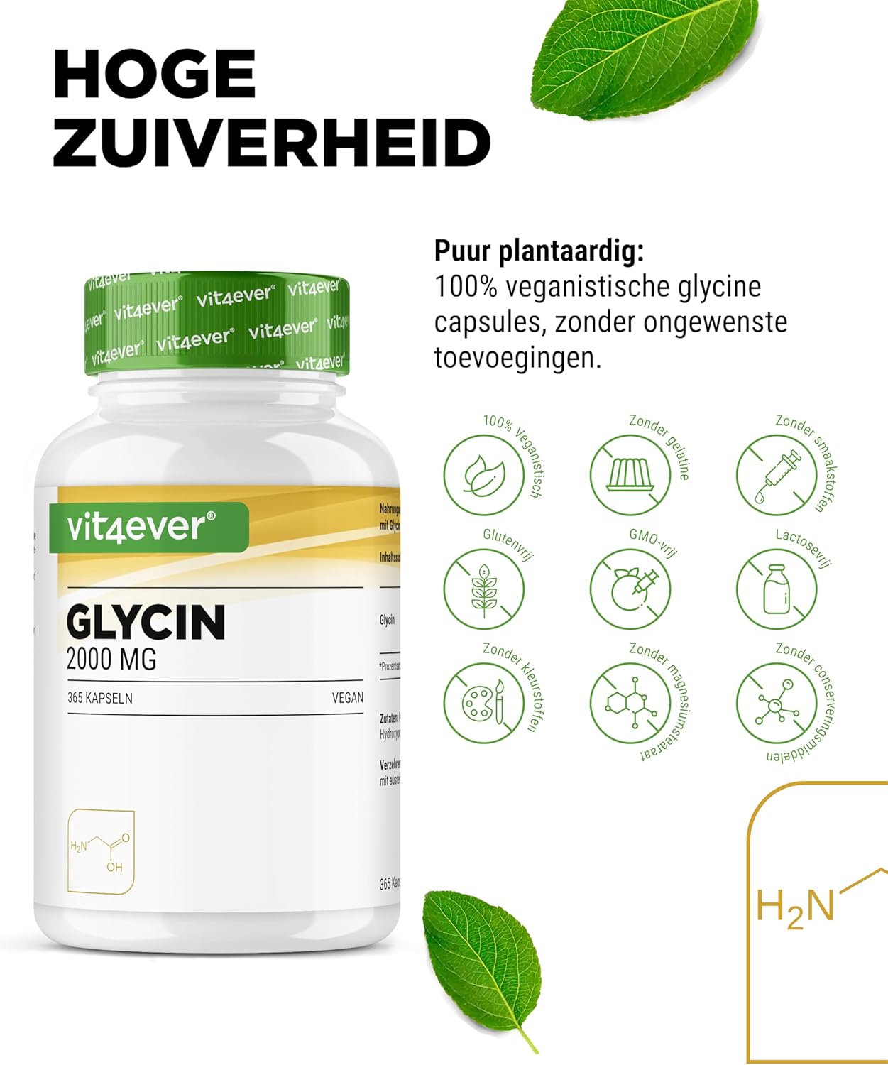 Glycine 2000mg | 365 capsules | Vit4ever