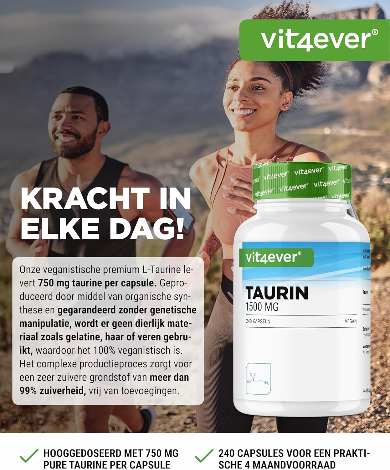 Taurine (L-Taurine) 1500mg | 240 Capsules | Vit4ever