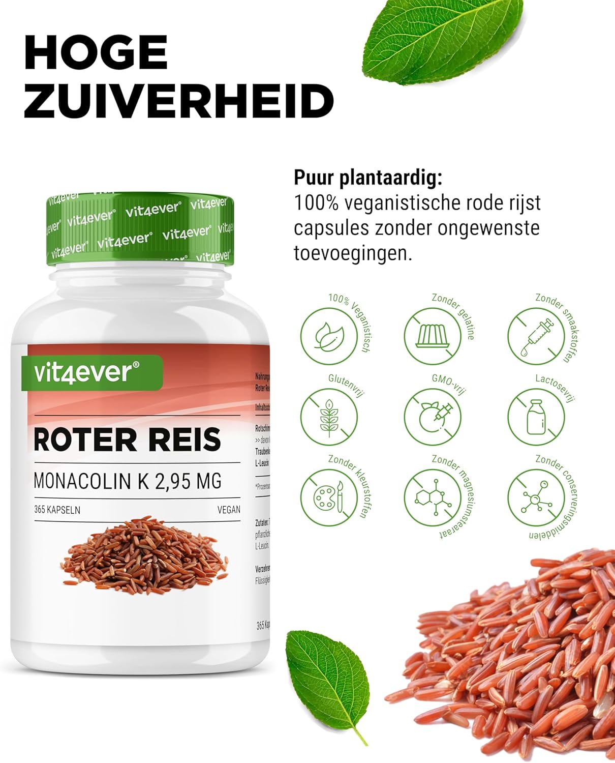 Rode rijstextract | 2,95 mg Monacolin K | 240 capsules | Vit4ever