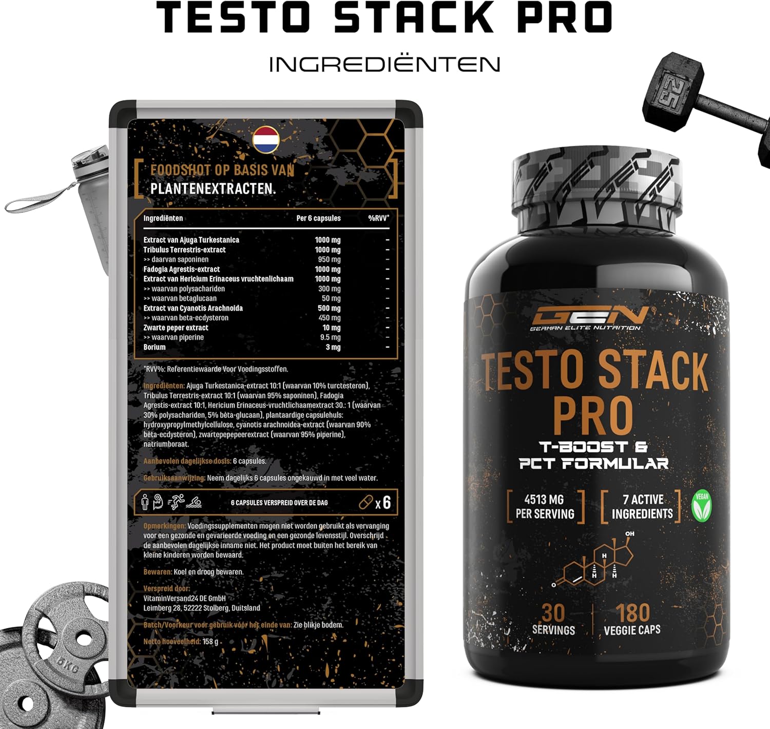 Testo Stack Pro (T-Boost & PCT Formula) | 180 capsules | German Elite Nutrition