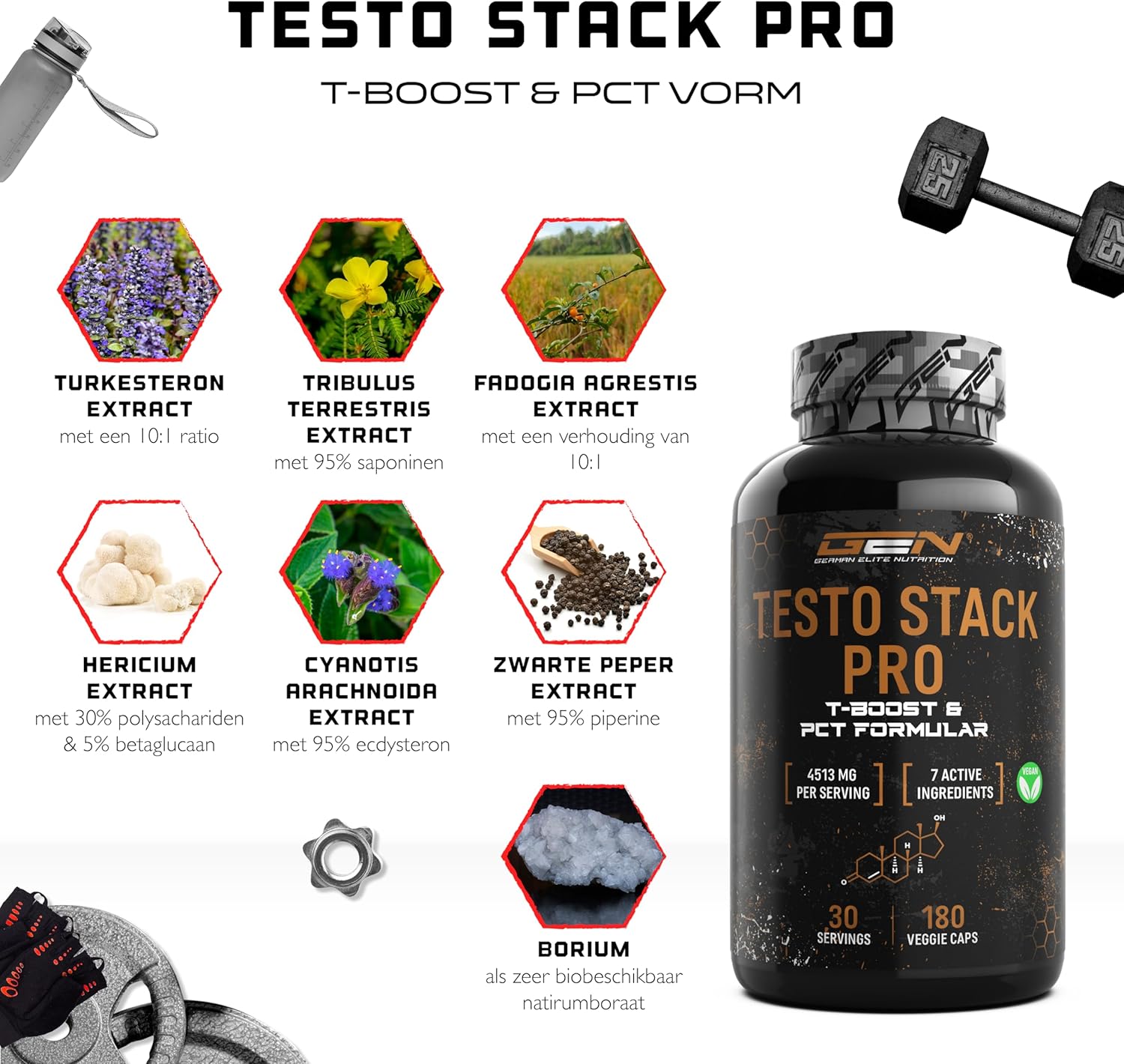Testo Stack Pro (T-Boost & PCT Formula) | 180 capsules | German Elite Nutrition