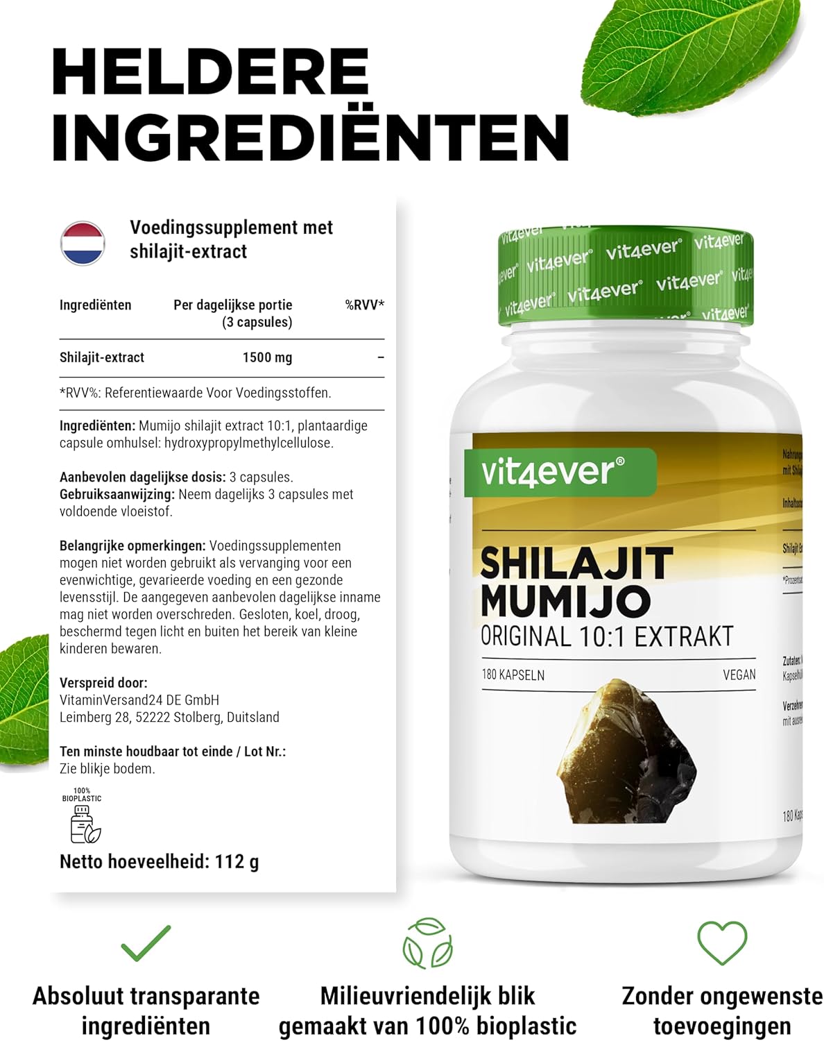 Shilajit Mumijo Extract 1500mg | 180 Capsules | Vit4ever