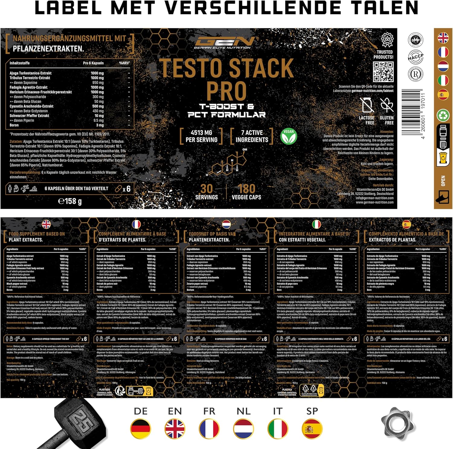 Testo Stack Pro (T-Boost & PCT Formula) | 180 capsules | German Elite Nutrition