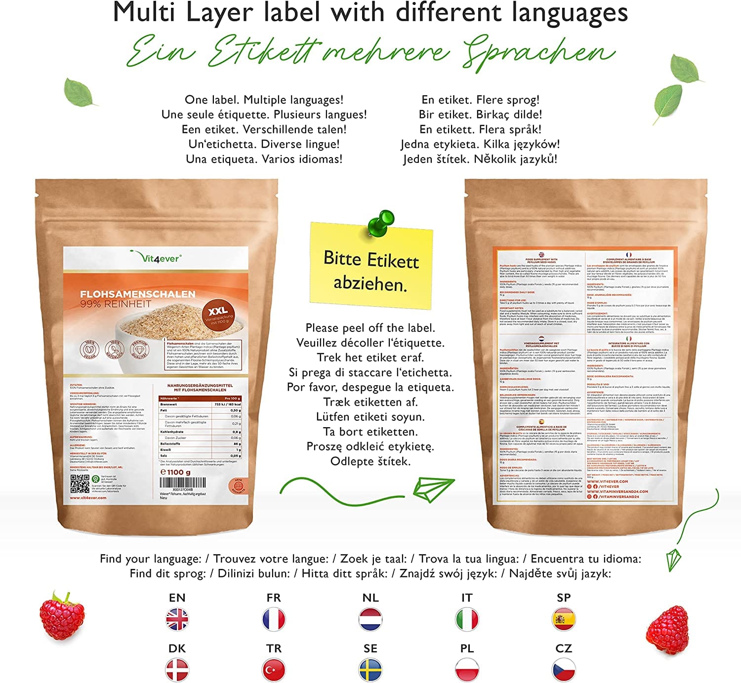 Psylliumvezels | 1100 g | Vit4ever | Gecontroleerd op residuen | 99% zuiverheid | herkomst: India | low-carb | vezelrijk | zonder toevoegingen | veganistisch