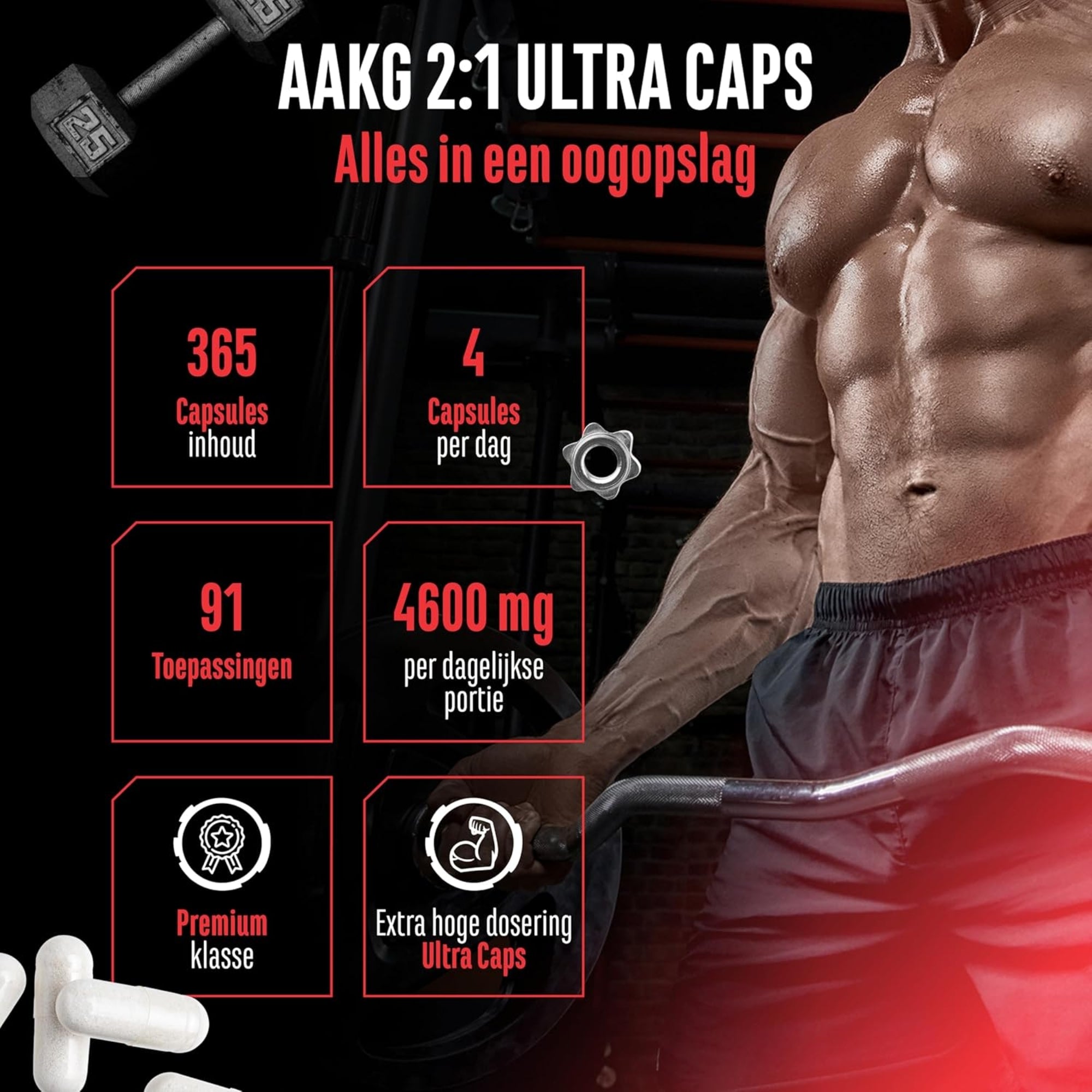 AAKG Ultra Caps (Arginin-Alpha-Ketoglutarat) 1150mg | 365 capsules | German Elite Nutrition