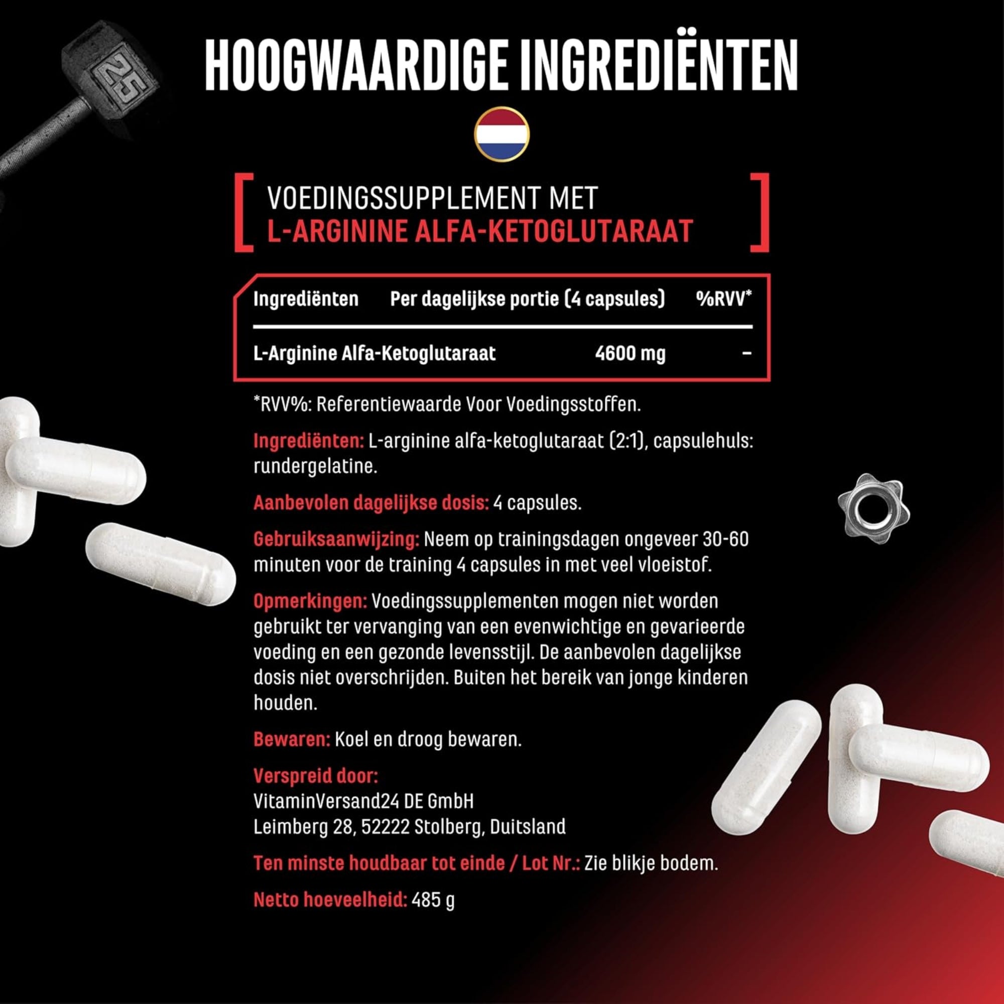 AAKG Ultra Caps (Arginin-Alpha-Ketoglutarat) 1150mg | 365 capsules | German Elite Nutrition