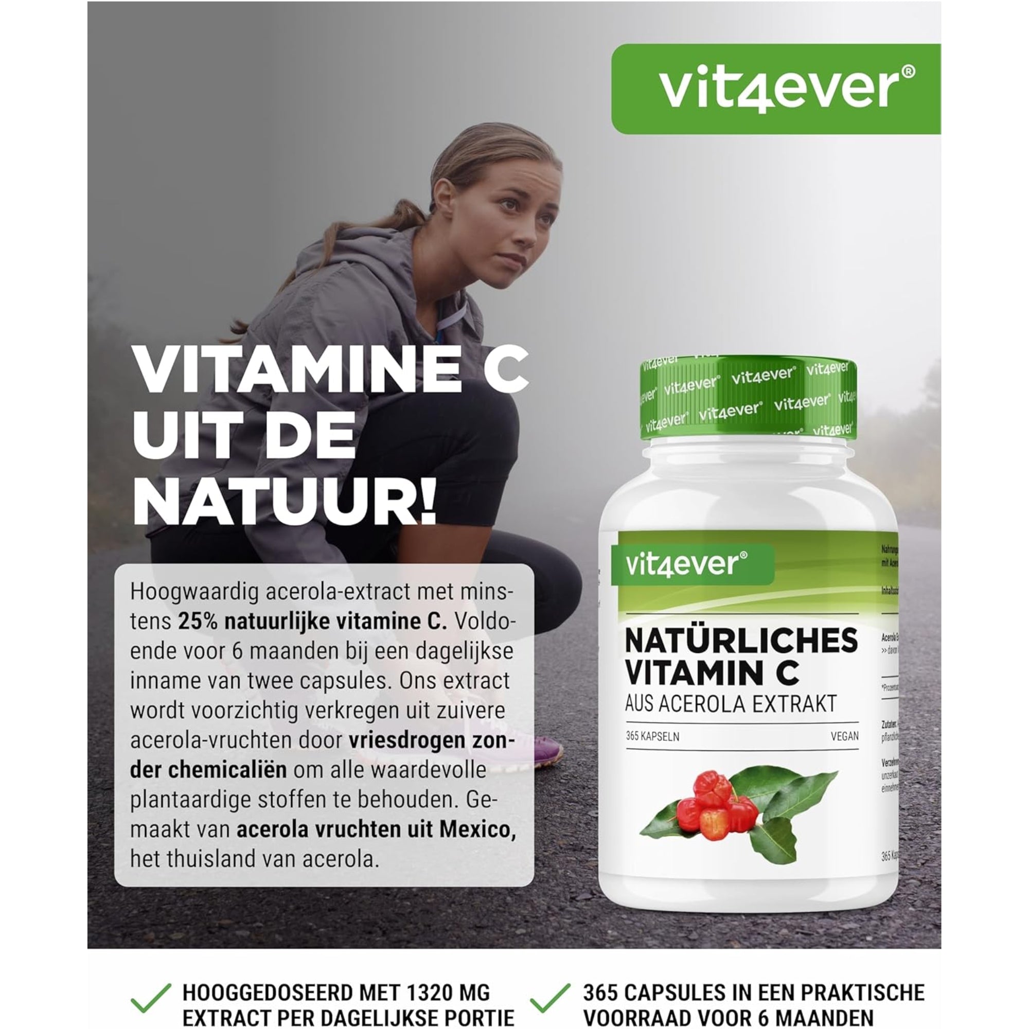 Acerola-extract | 25% natuurlijke vitamine C | Vit4ever