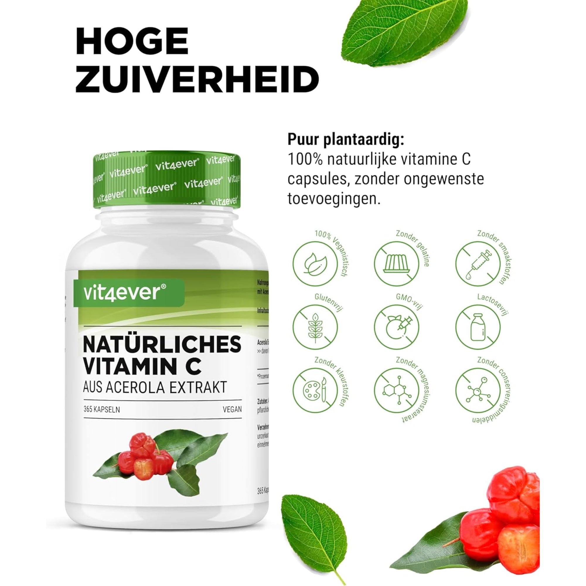 Acerola-extract | 25% natuurlijke vitamine C | Vit4ever