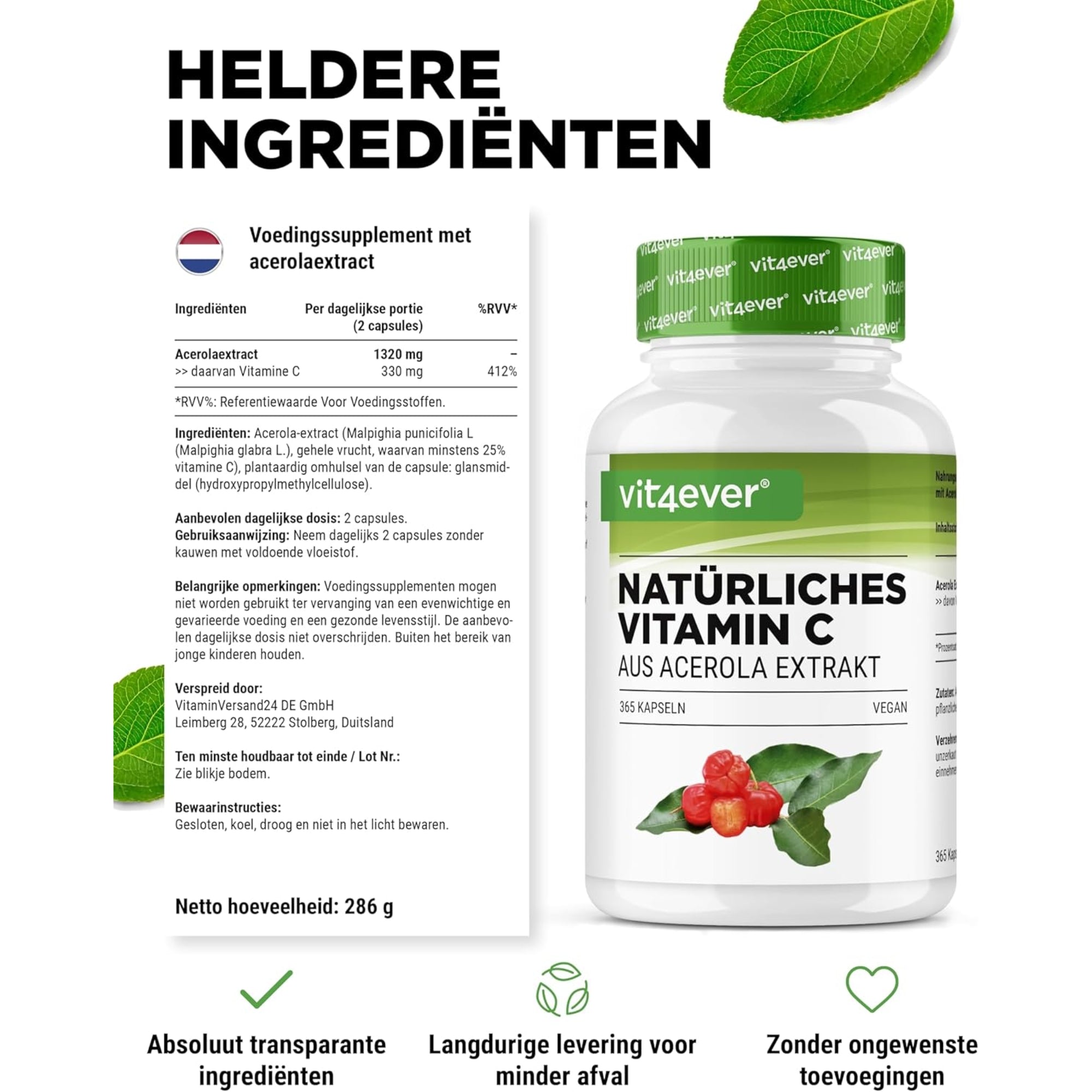 Acerola-extract | 25% natuurlijke vitamine C | Vit4ever
