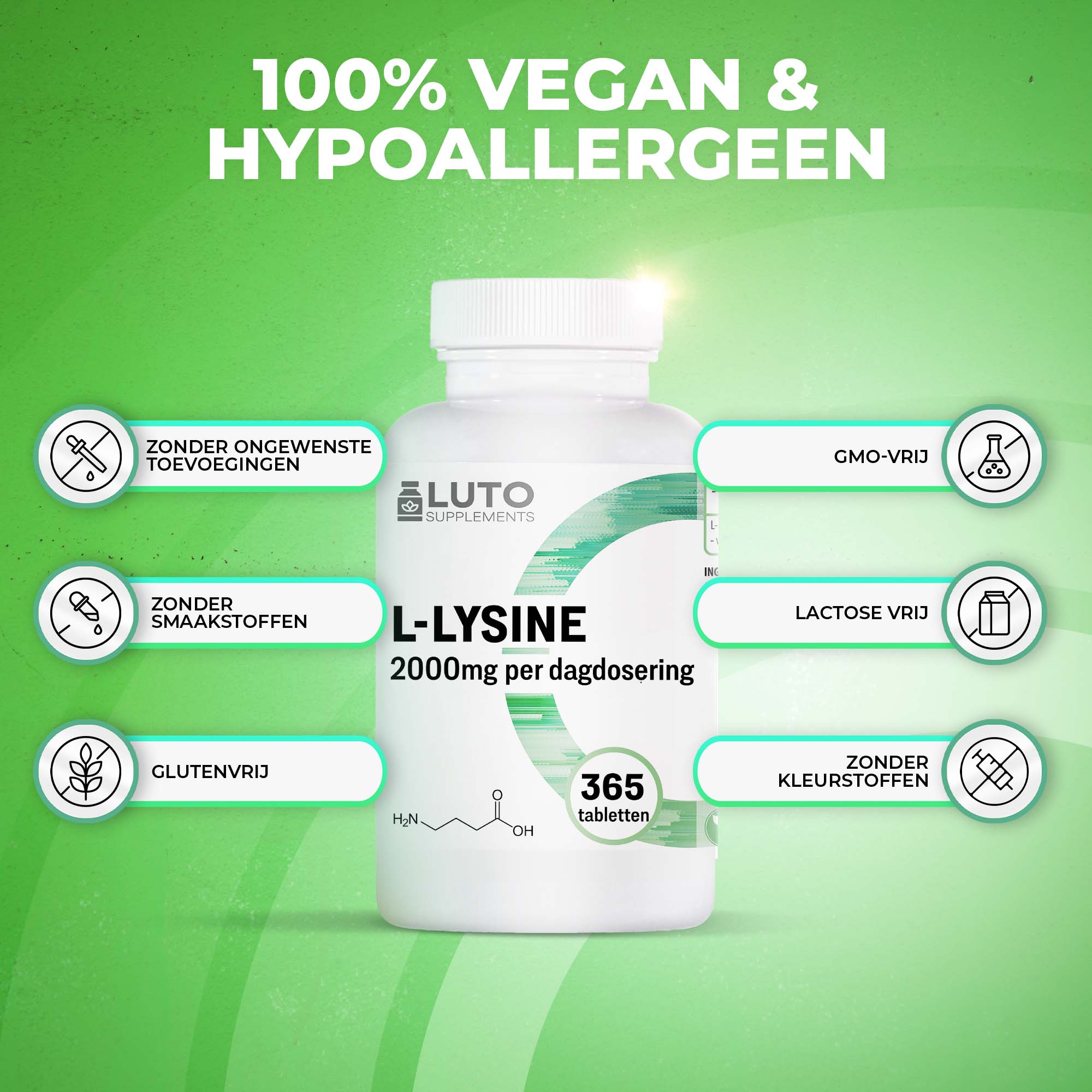 L-Lysine 2000mg | 365 tabletten | LUTO Supplements