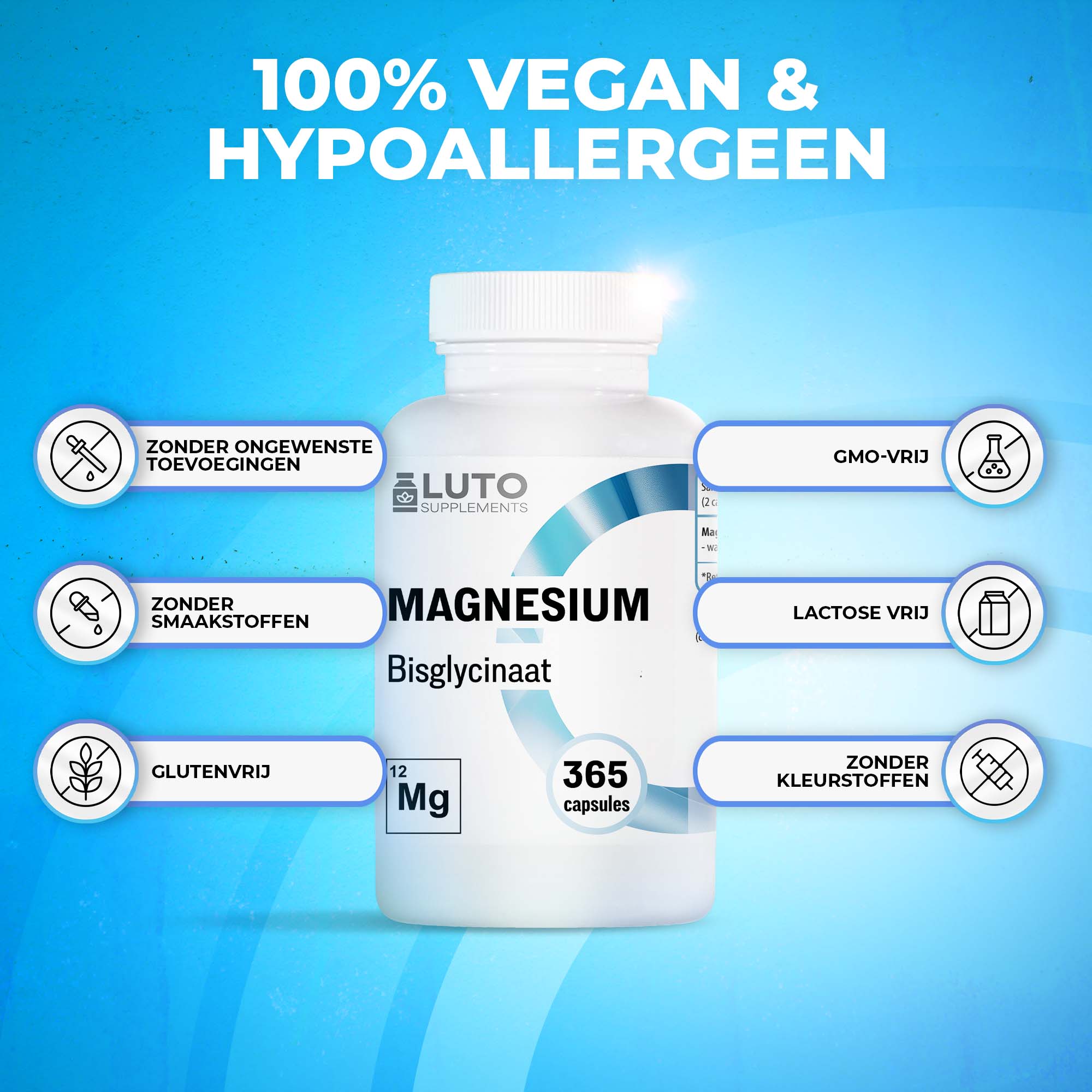 Magnesium Bisglycinaat | 365 capsules | LUTO Supplements