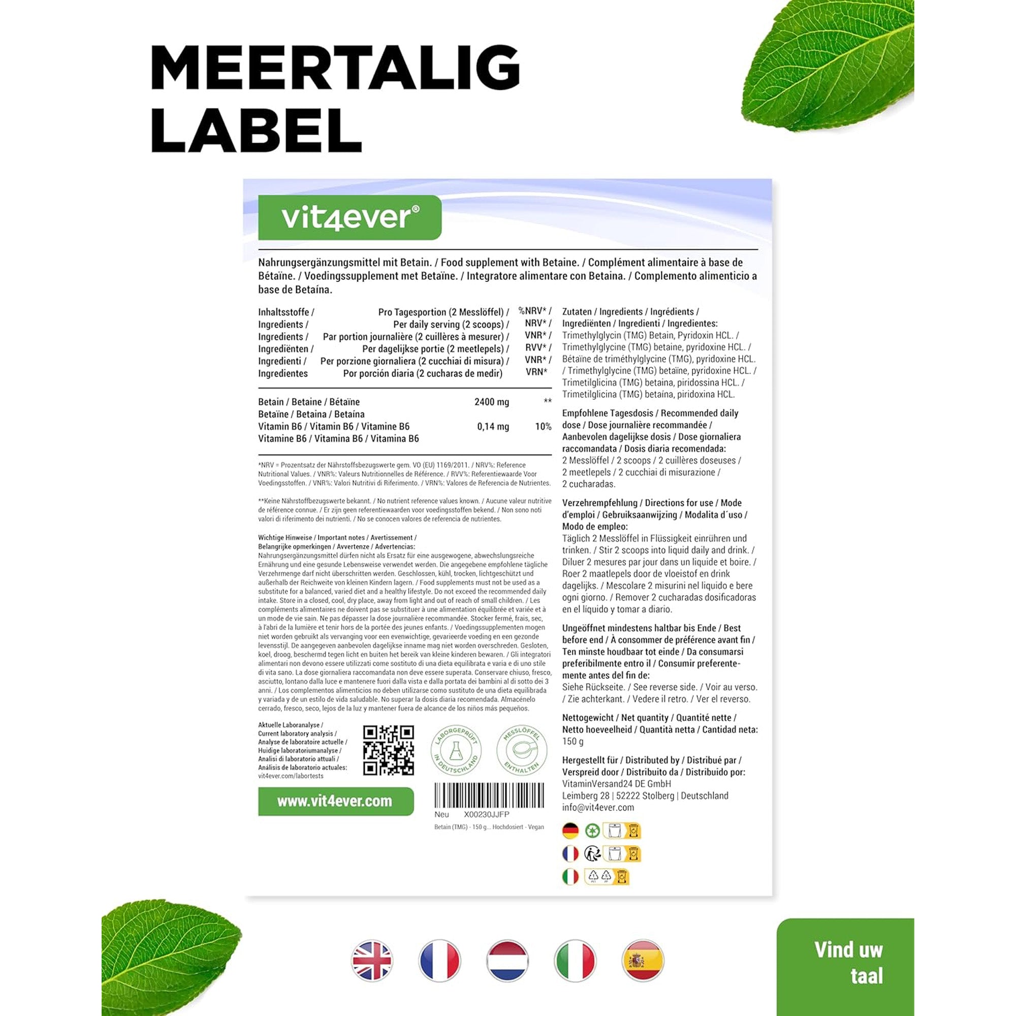 Betaïnepoeder, 150 g