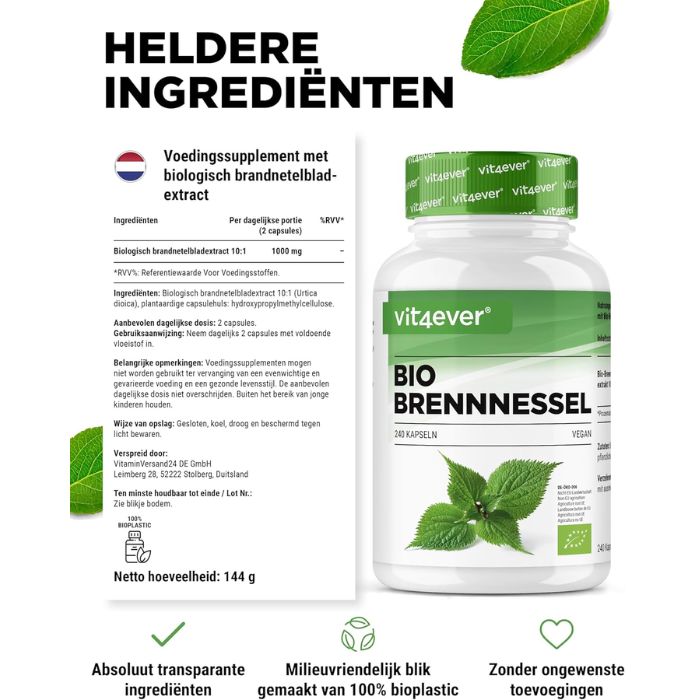 Biologisch Brandnetelextract | 240 Tabletten | Vit4ever