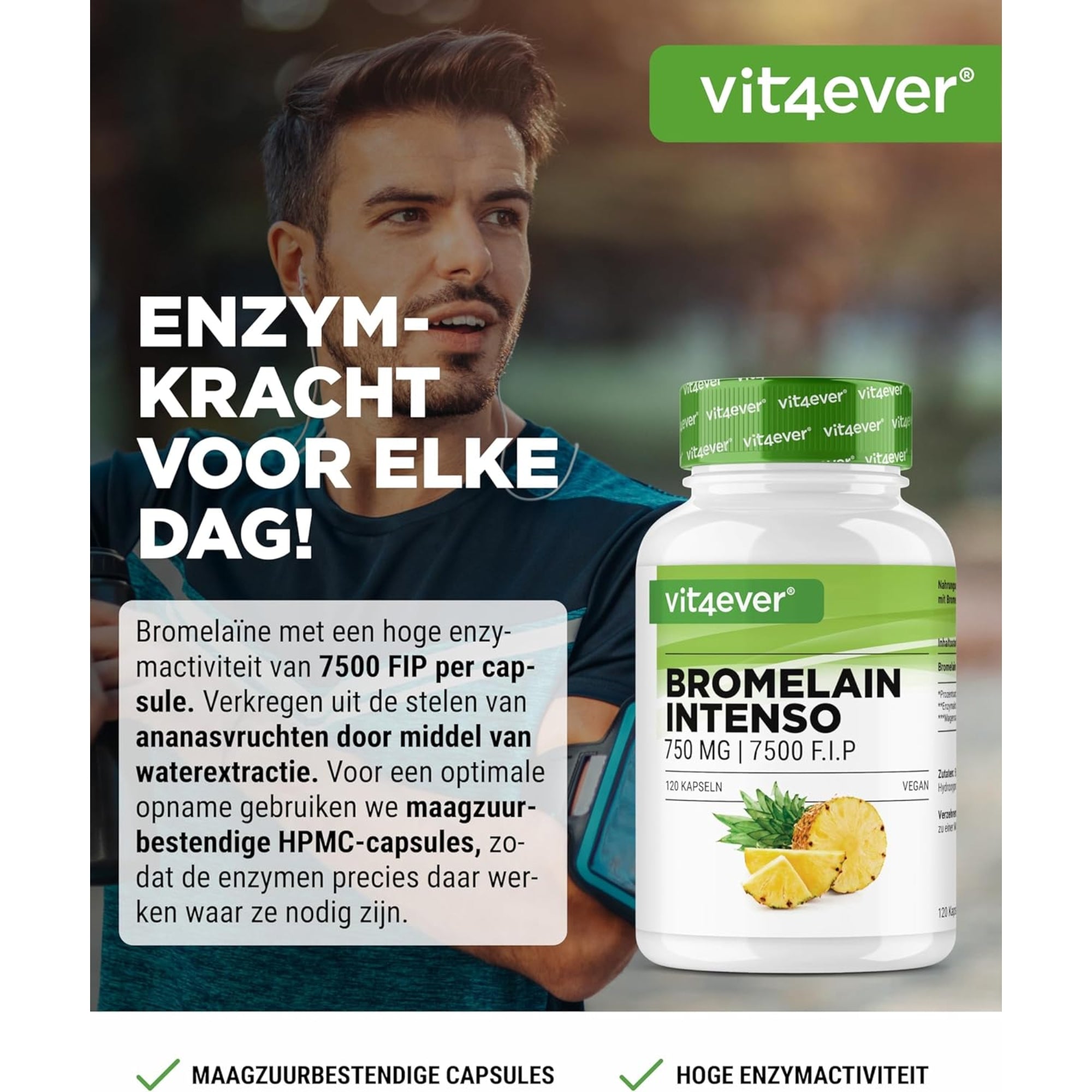 Bromelaïne 7.500 FIP | 120 capsules | Vit4ever