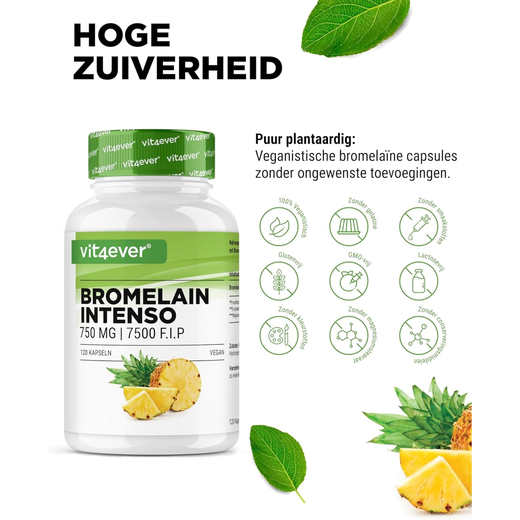 Bromelaïne 7.500 FIP | 120 capsules | Vit4ever