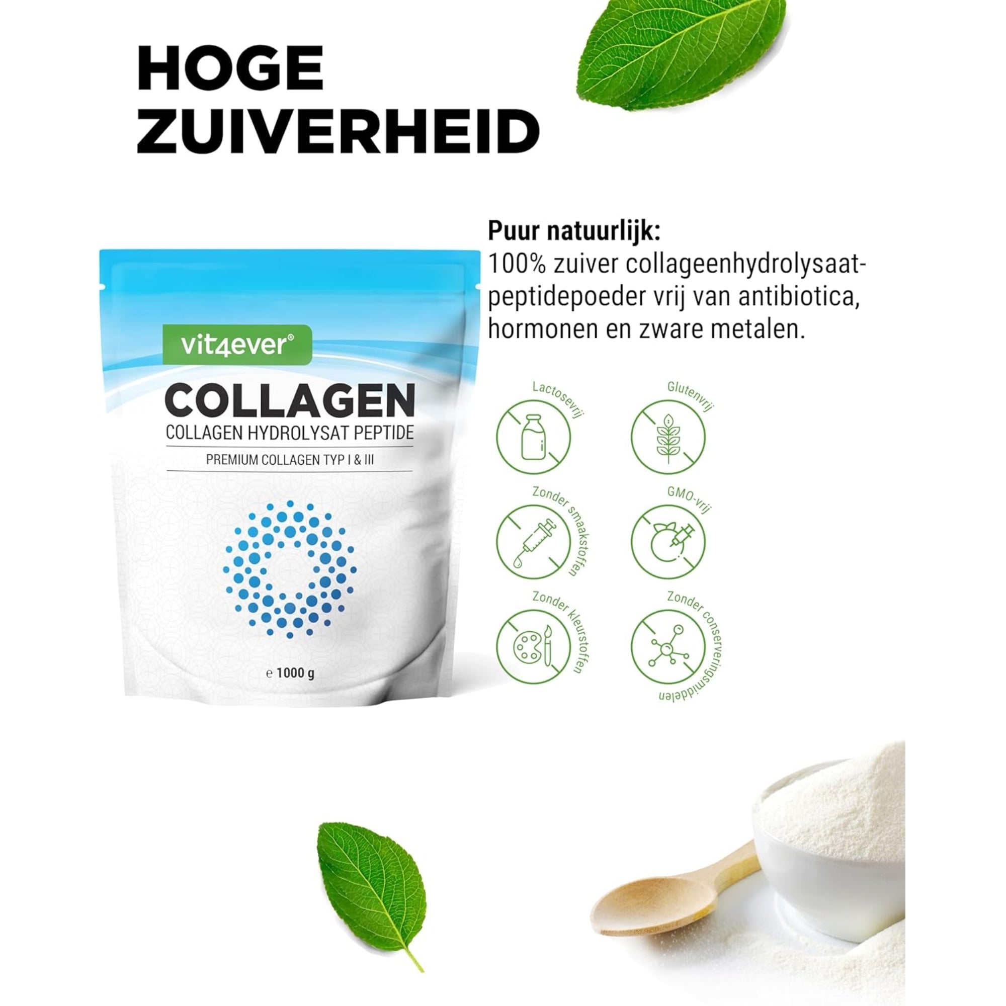 Halal Runder Collageen Hydrolysaat Peptiden | Type I, II & III | Vit4ever