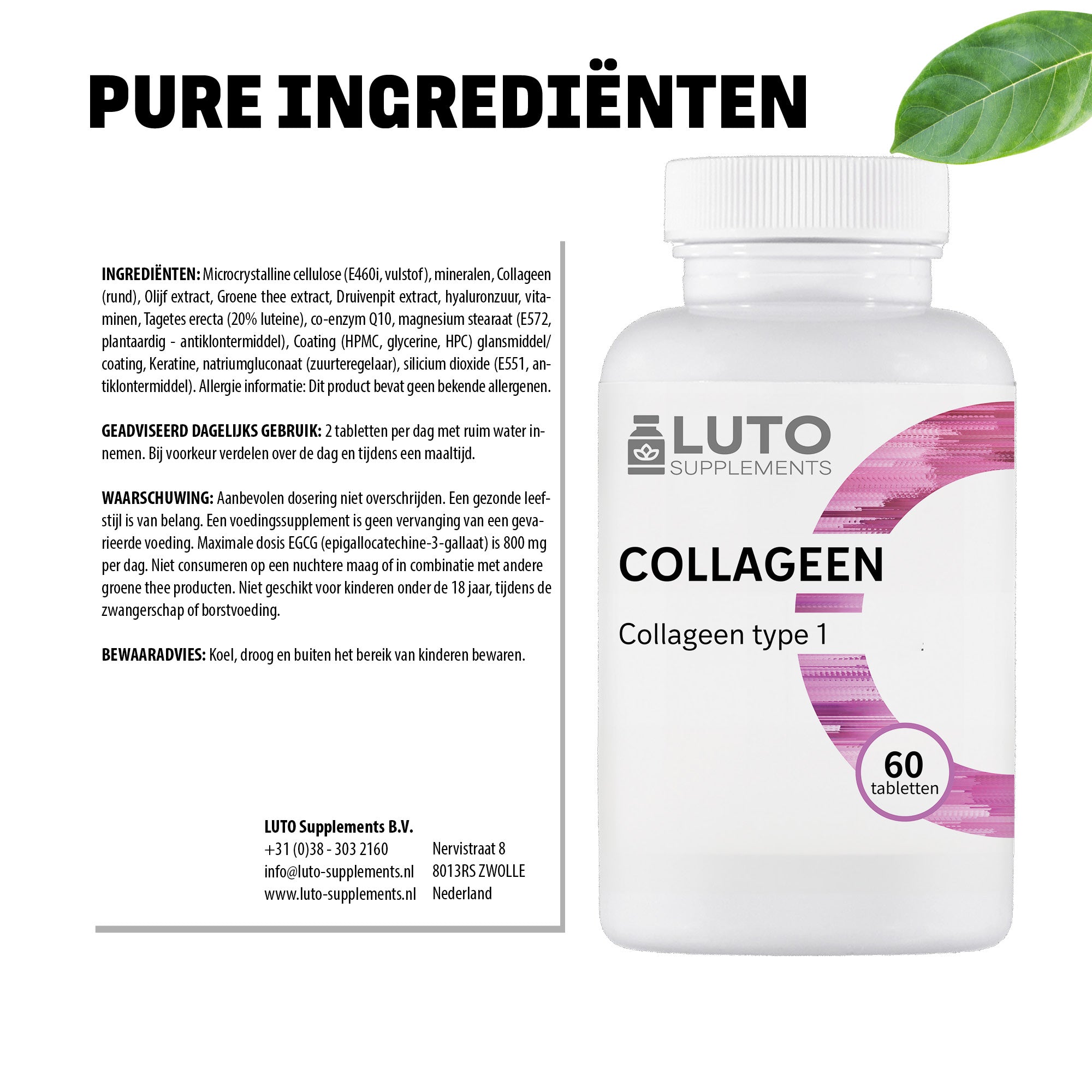 Collageen Plus | Type 1 | 60 tabletten | LUTO Supplements