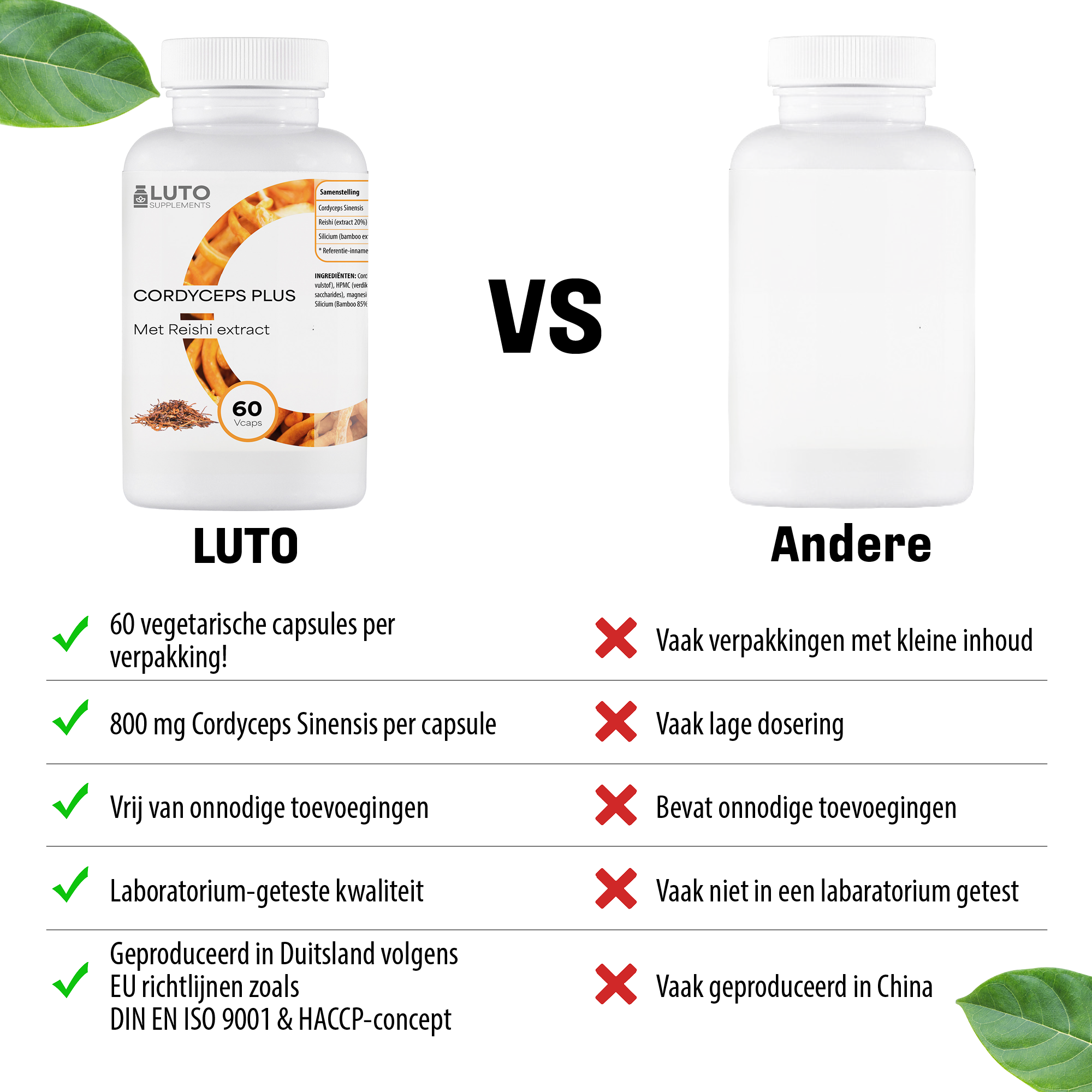 Cordyceps Plus (Met Reishi Extract) | 60 capsules | LUTO Supplements