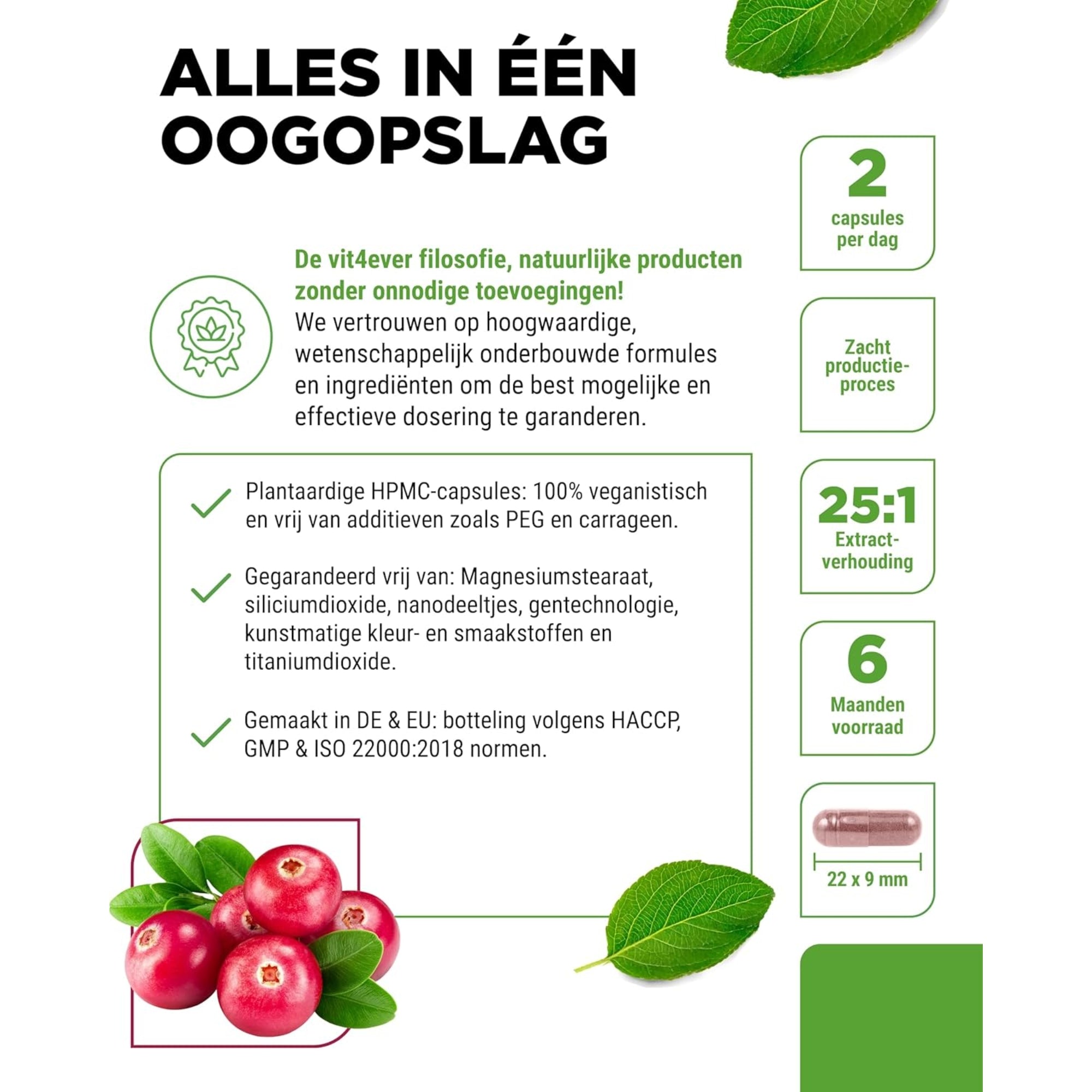 Cranberry Extract 6% Proanthocyanidine | 365 capsules | Vit4ever