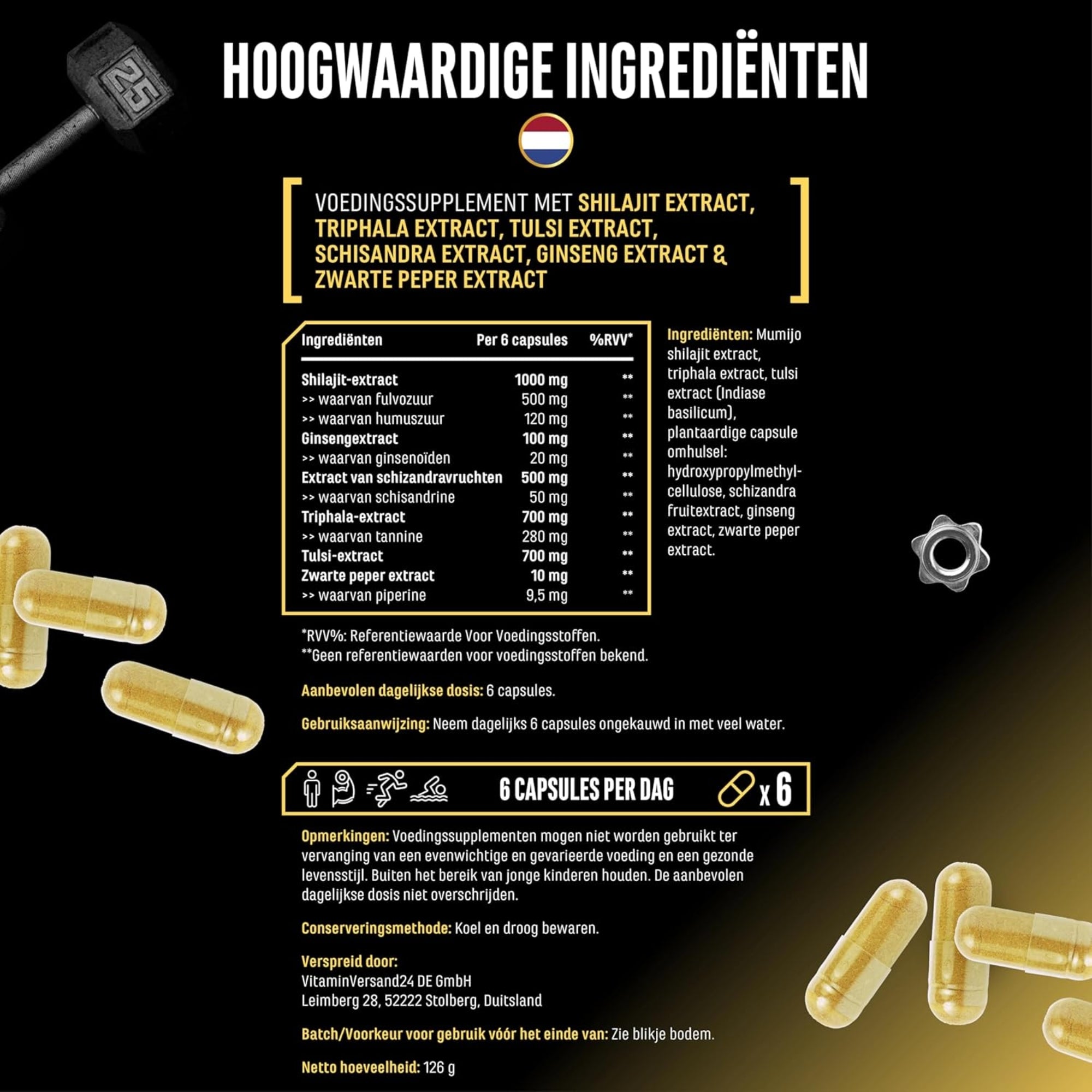 Shilajit Complex (Shilajit, Triphala, Tulsi, Ginseng, Schisandra & Piperine) | 180 capsules | German Elite Nutrition