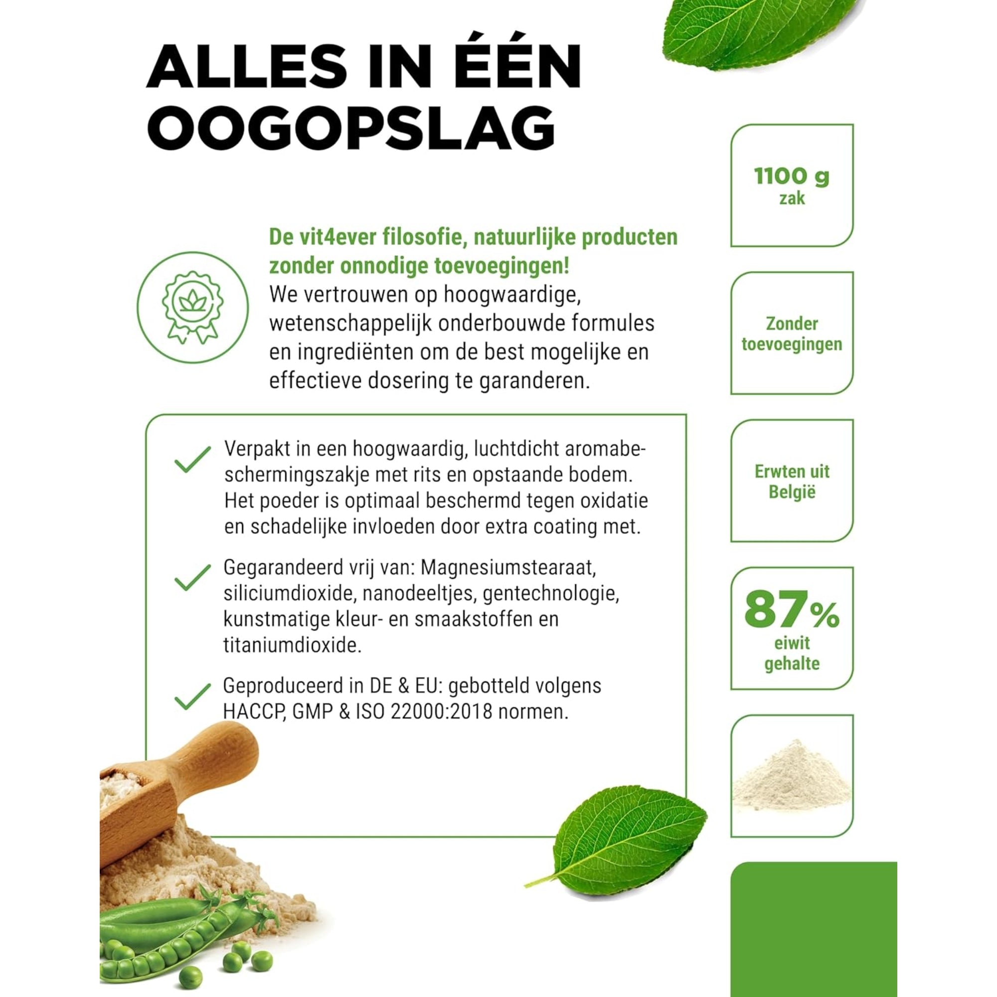 Erwten Eiwitpoeder | 1,1kg | Vit4ever