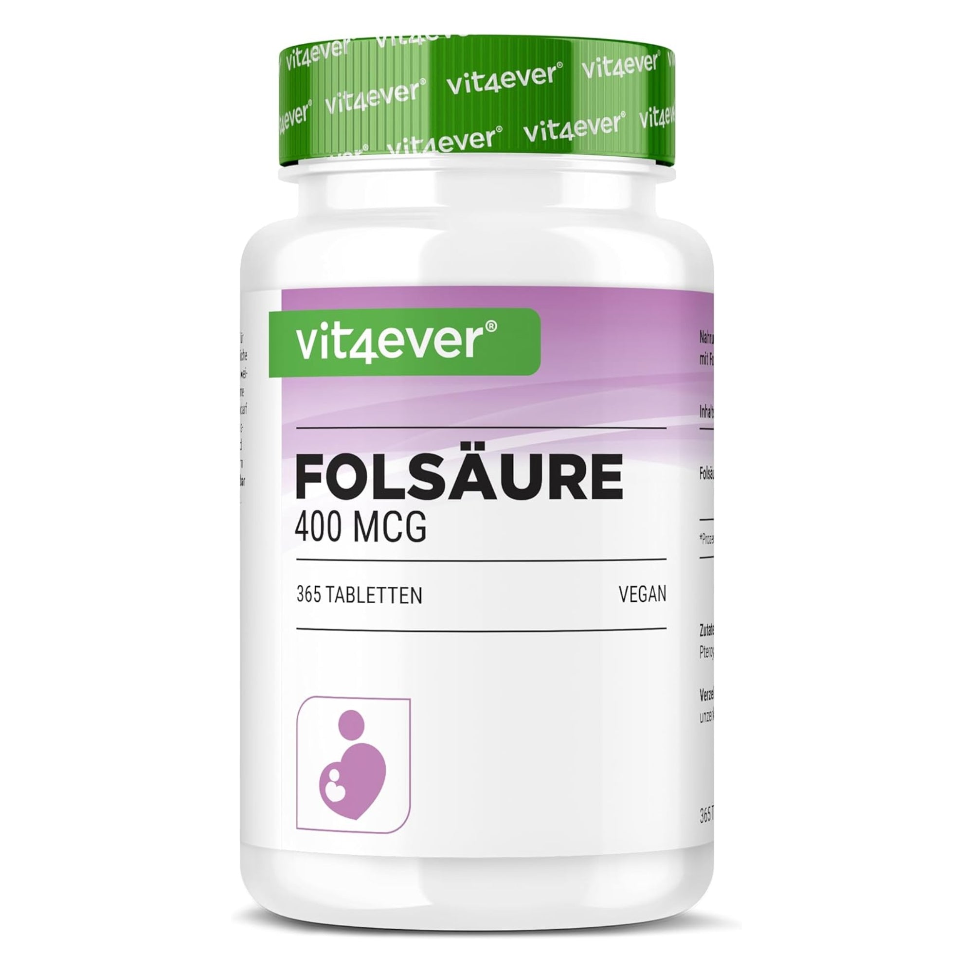 Foliumzuur 400 mcg | 365 Tabletten | Vit4ever