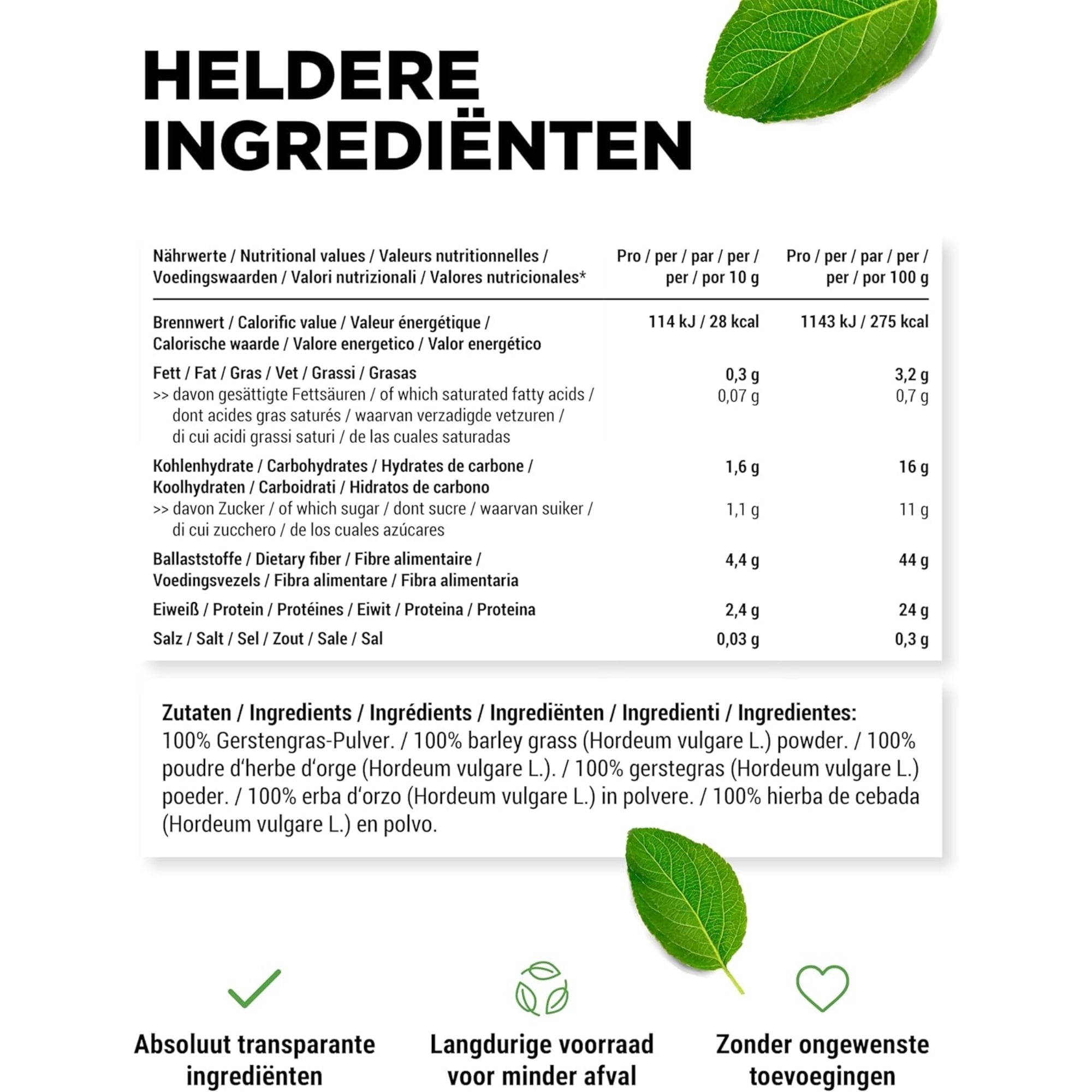 Gerstegras poeder (Gerstengras) | 1,1 kg | Vit4ever