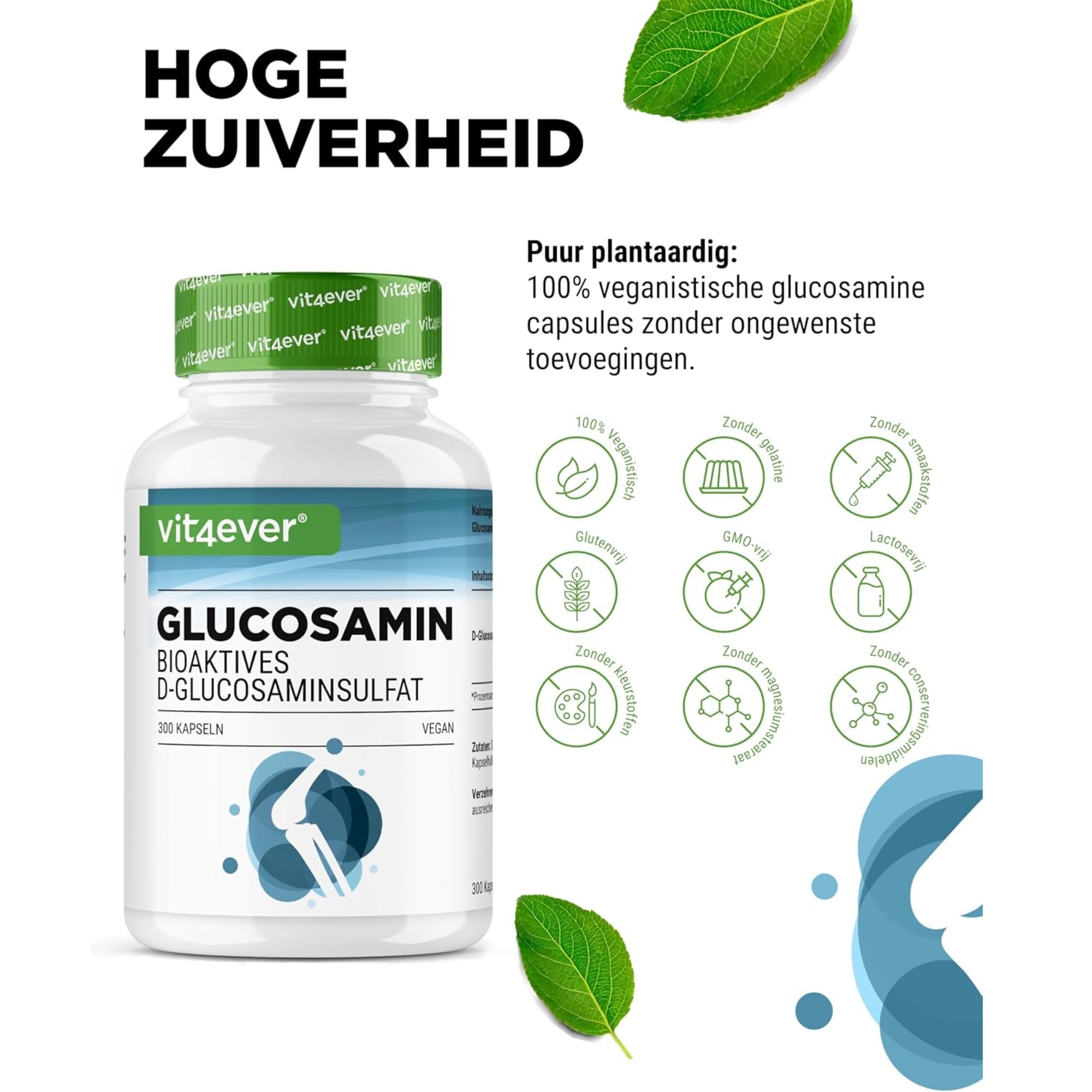 Glucosamine (D-Glucosaminesulfaat) 900mg | 300 capsules | Vit4ever