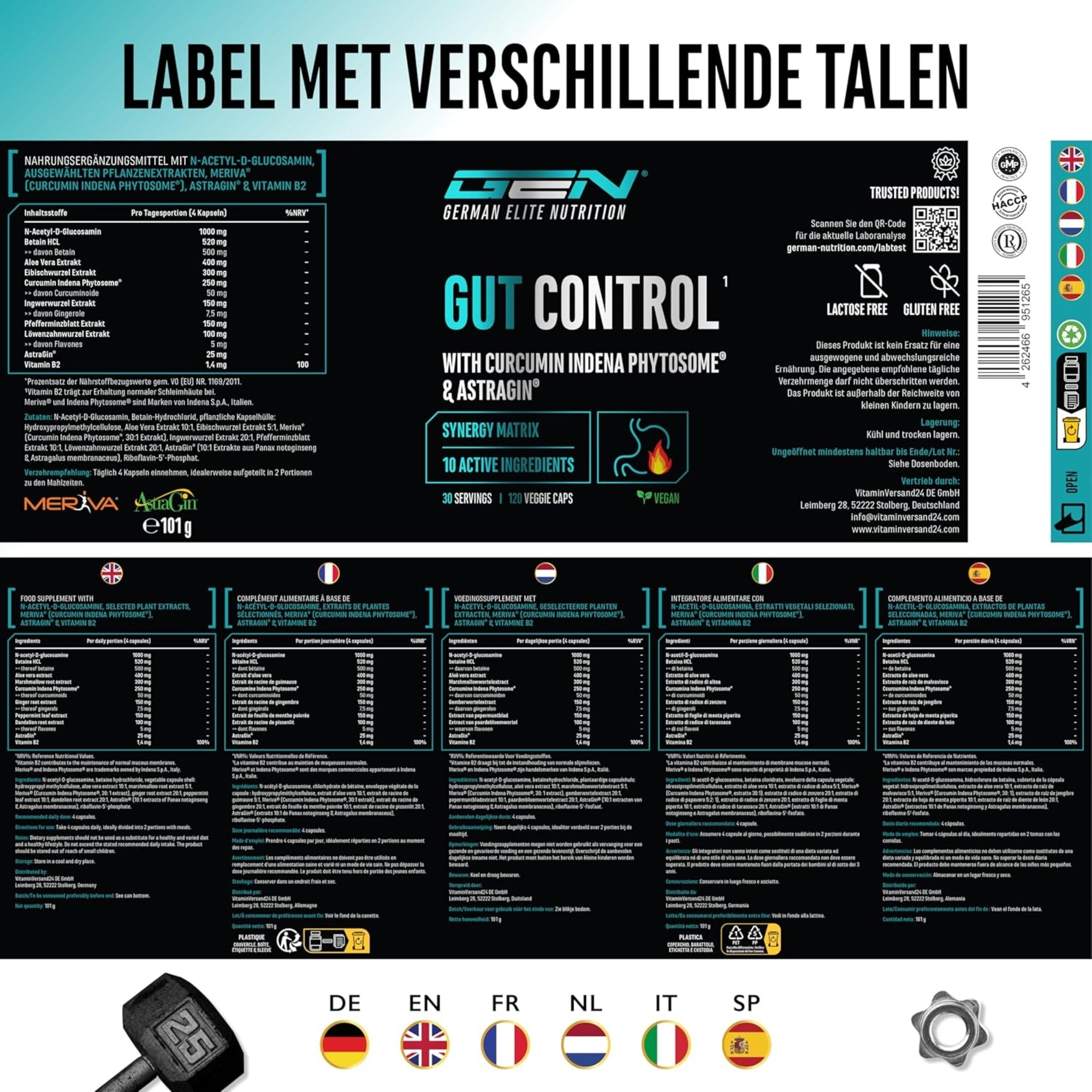 Gut Control (Darmbalans) | 120 capsules | German Elite Nutrition