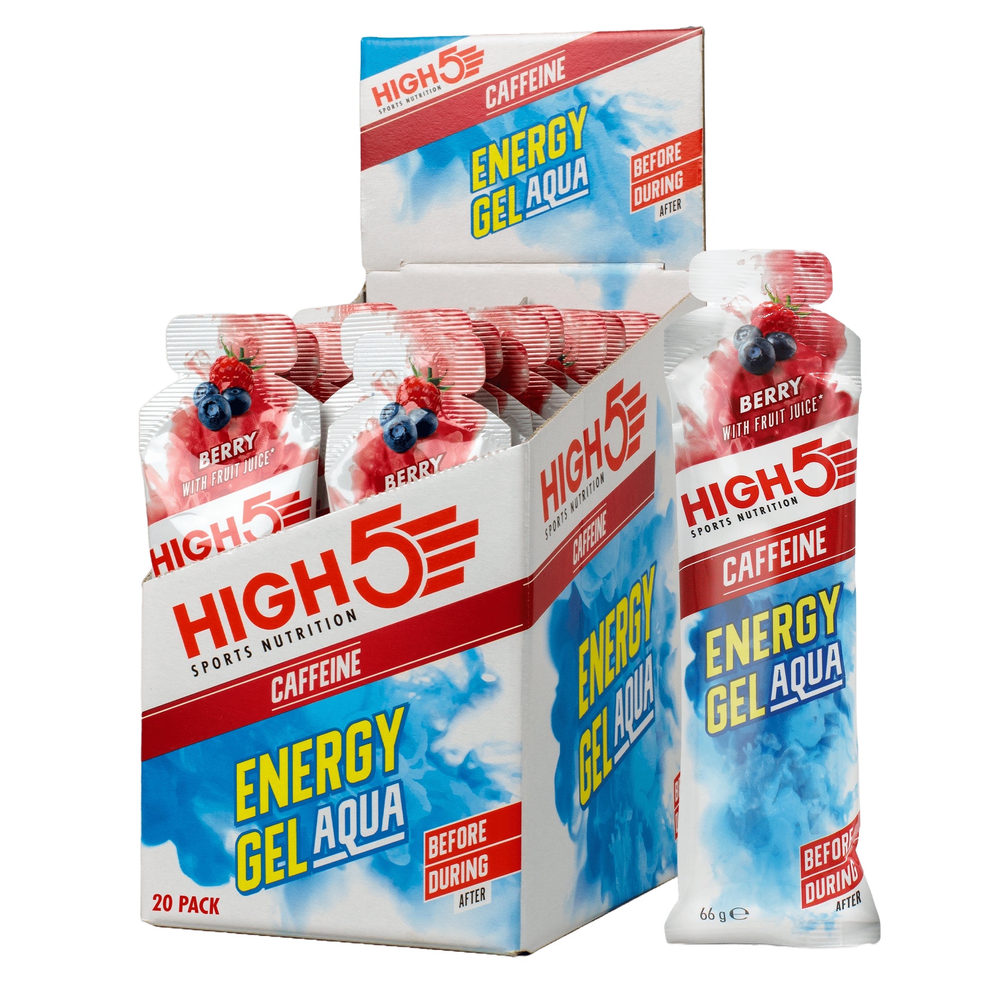 Berry 20 x high5 energy gel aqua met caffeine