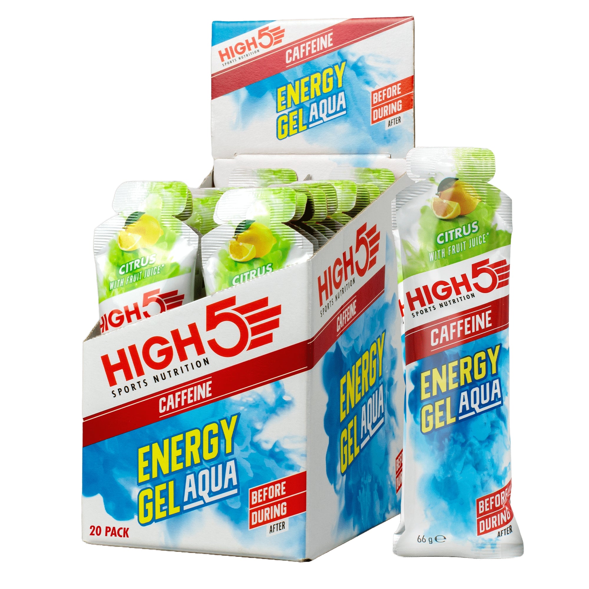 20 x high5 energy gel aqua met caffeine citrus smaak