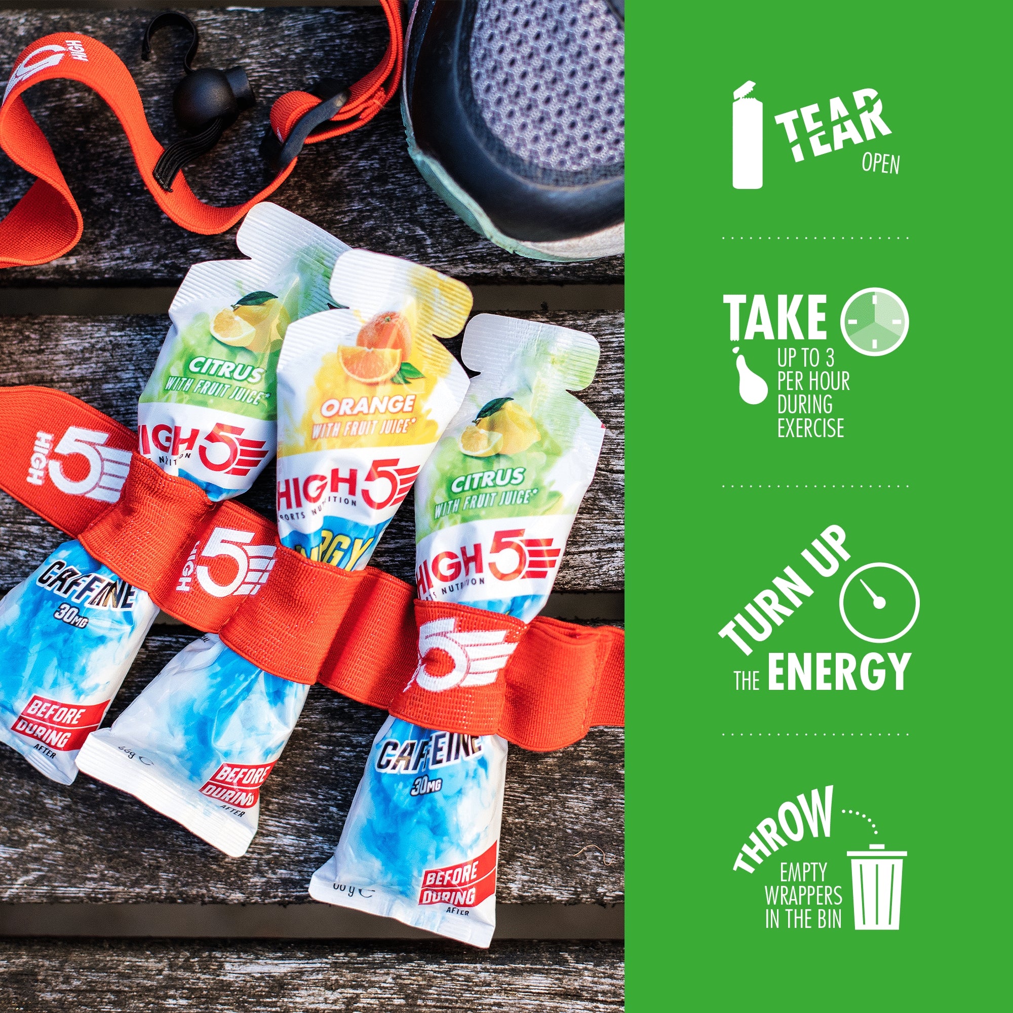 Energy Gel Aqua Cafeïne | 20 x 66g | HIGH5