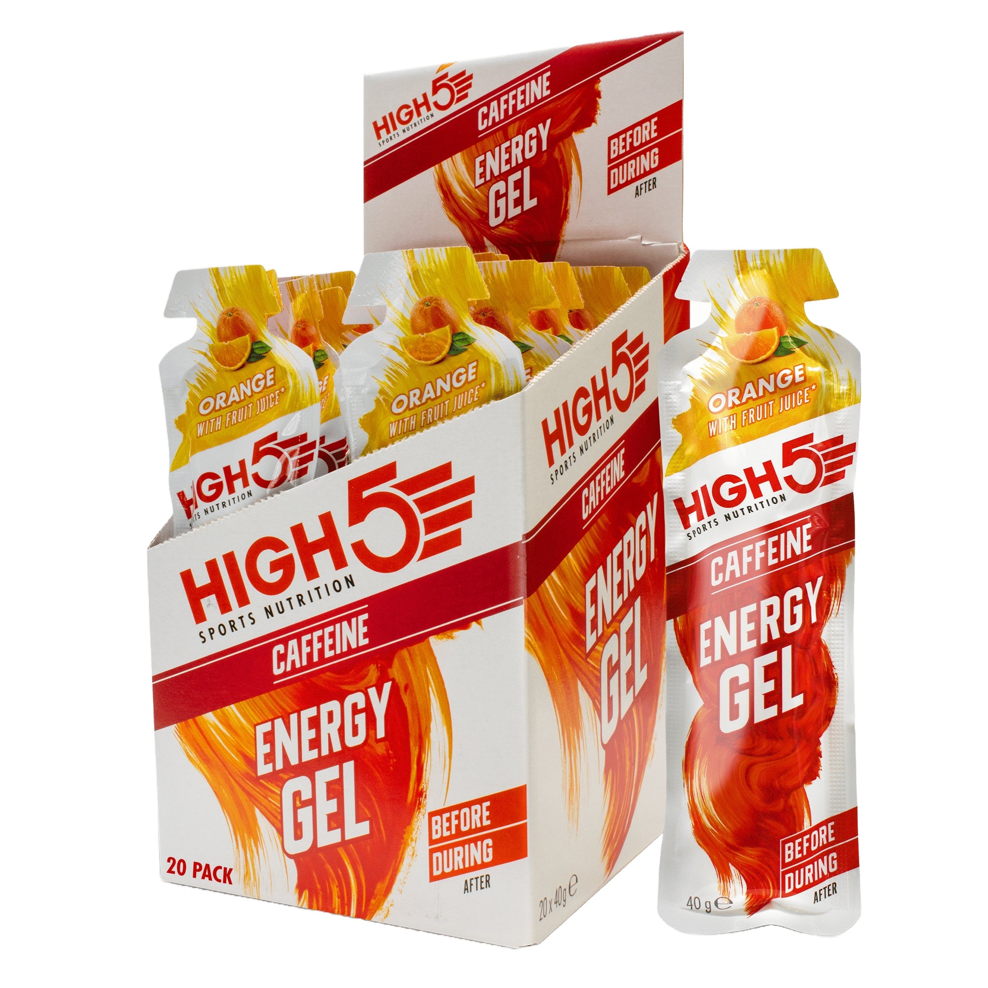 Orange High5 Energy Gel 30 mg cafeïne 20 x 66 gr