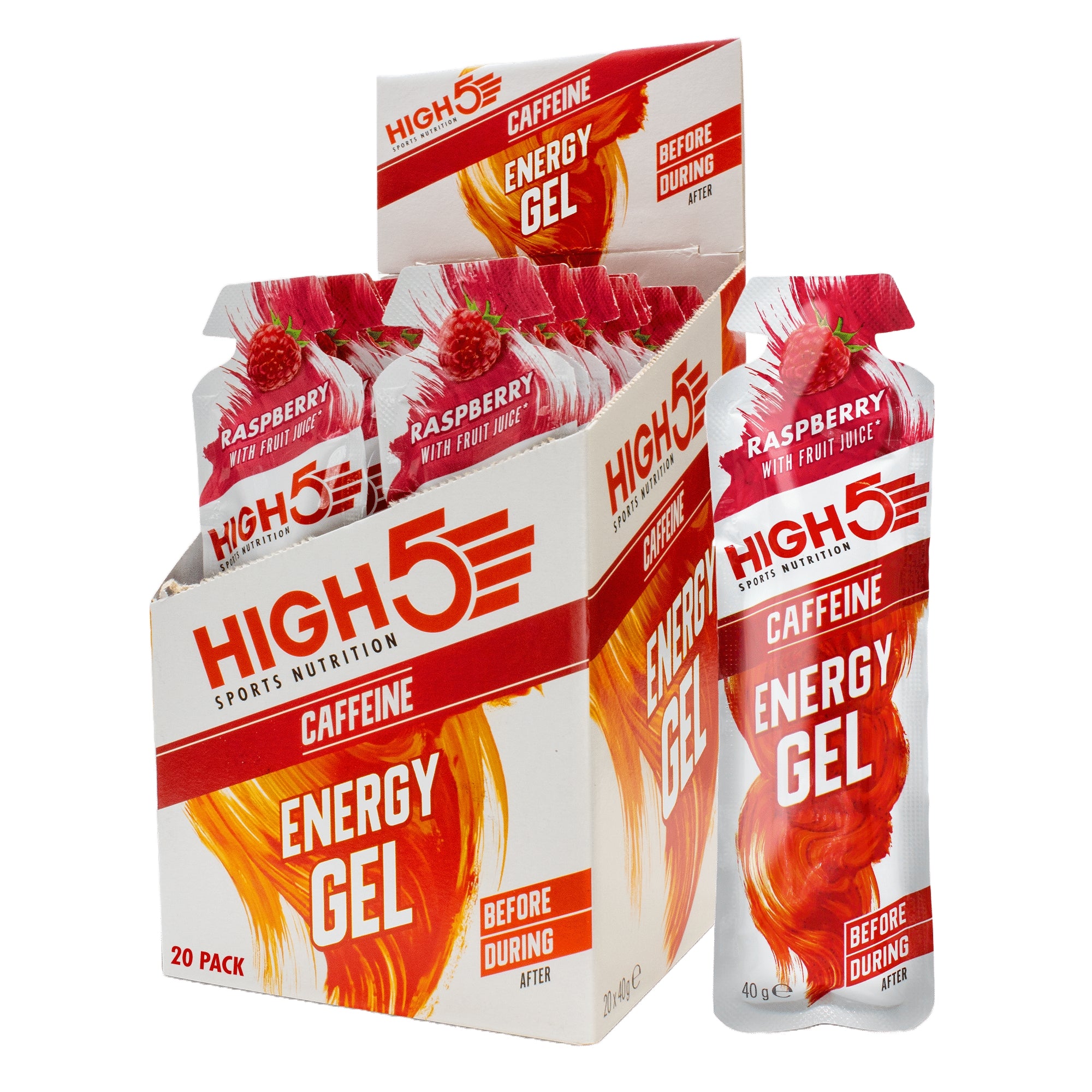 Raspberry  High5 Energy Gel cafeïne 20 x 66 gr