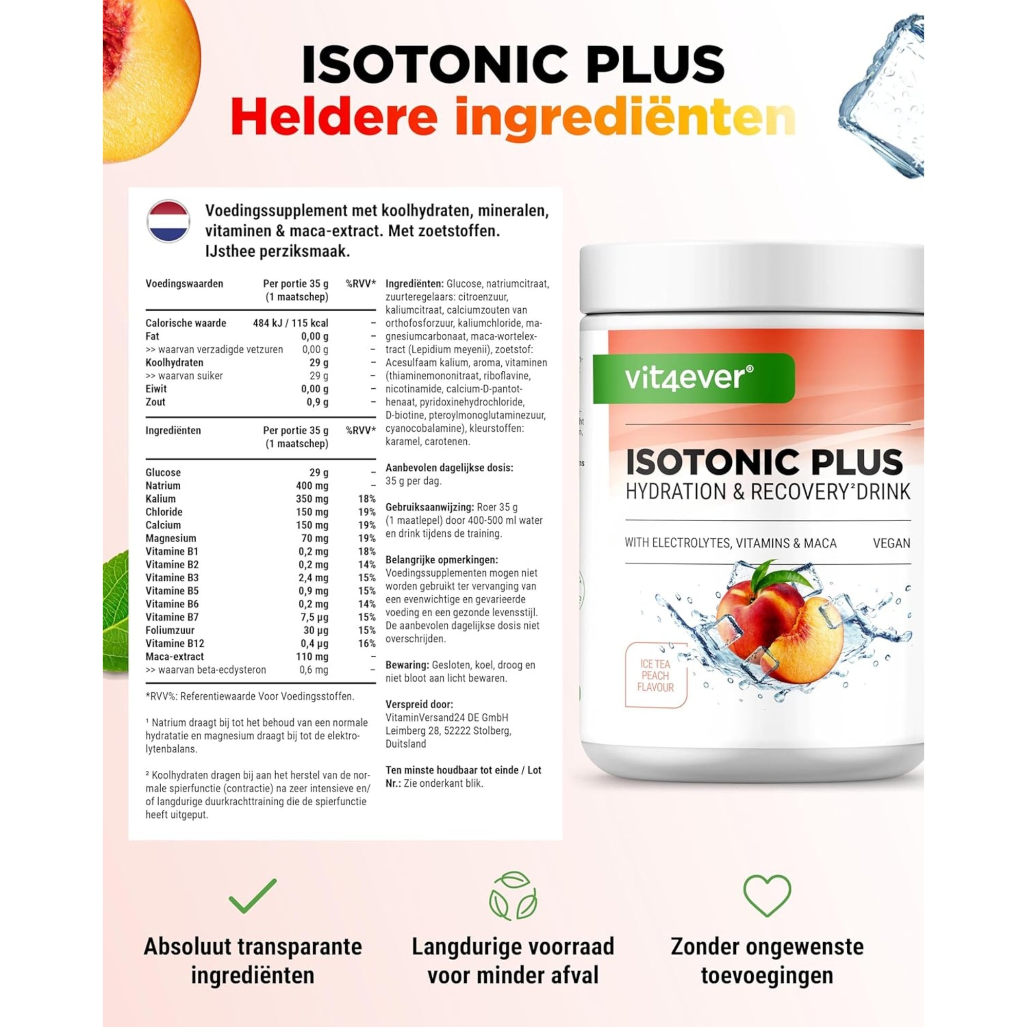 Isotonic Plus Hydration & Recovery Drink (Elektrolytcomplex + B-vitamines) | 1050 g | Vit4ever