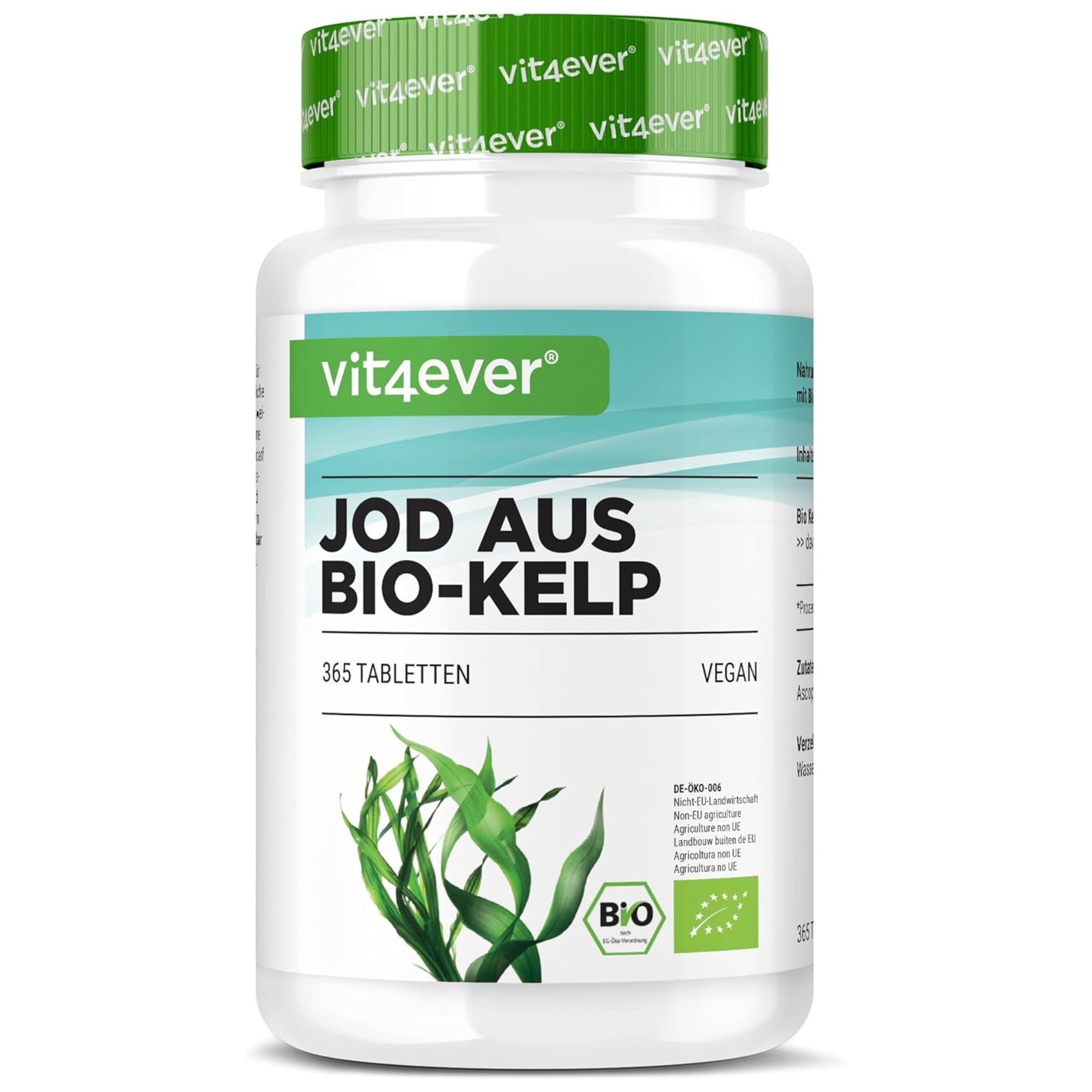 Biologische Kelp | Jodium | 200µg | 365 Tabletten | Vit4ever