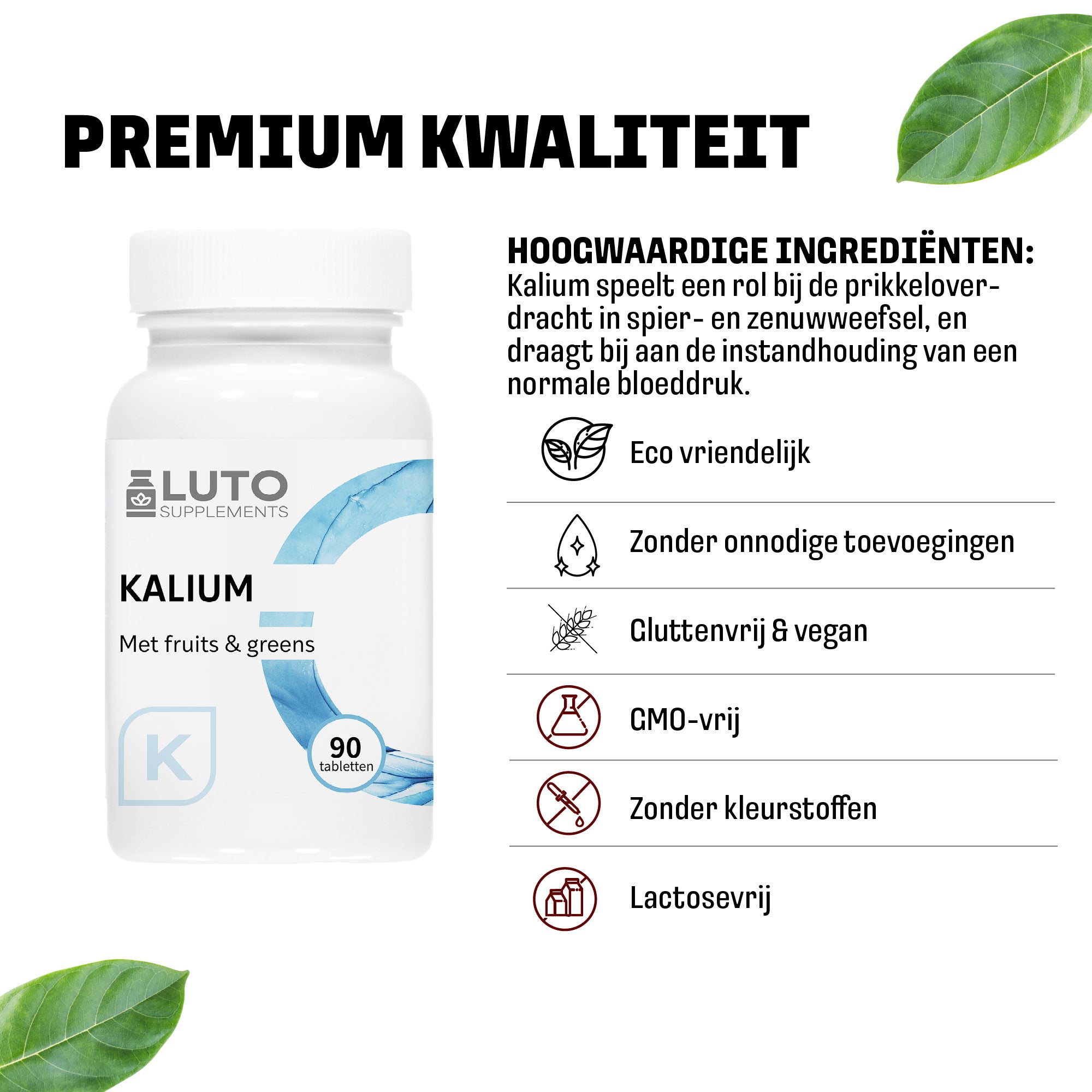 Kalium (Potassium) met Fruits & Greens | 90 tabletten | LUTO Supplements
