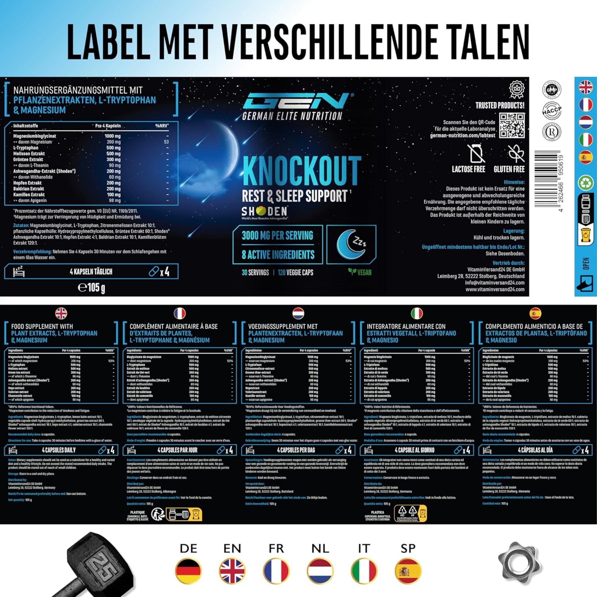 Knockout (Shoden®, Magnesium & Plantenextracten) | 120 capsules | German Elite Nutrition