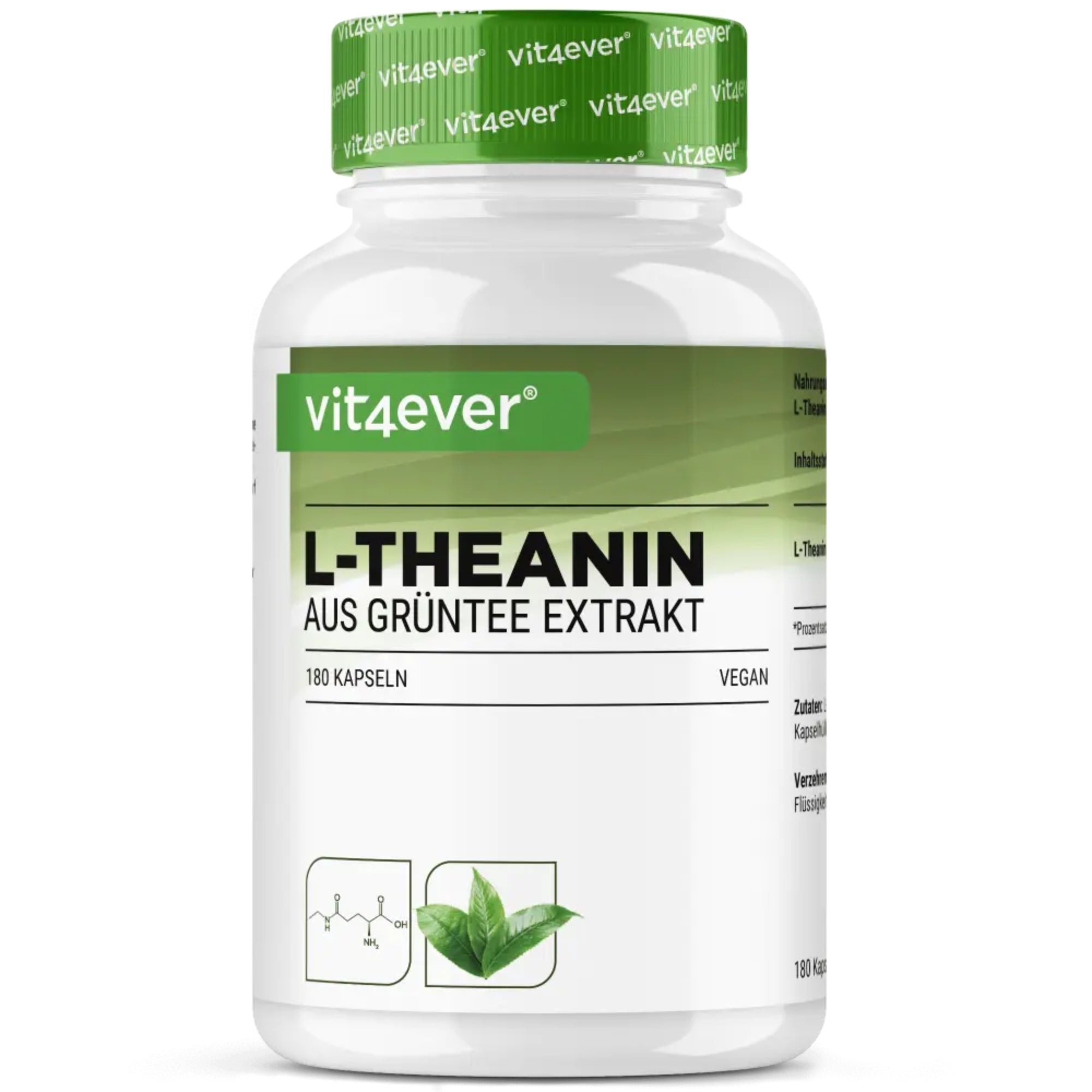 L-Theanine 750 mg | 180 capsules | Groene thee extract | Vit4ever