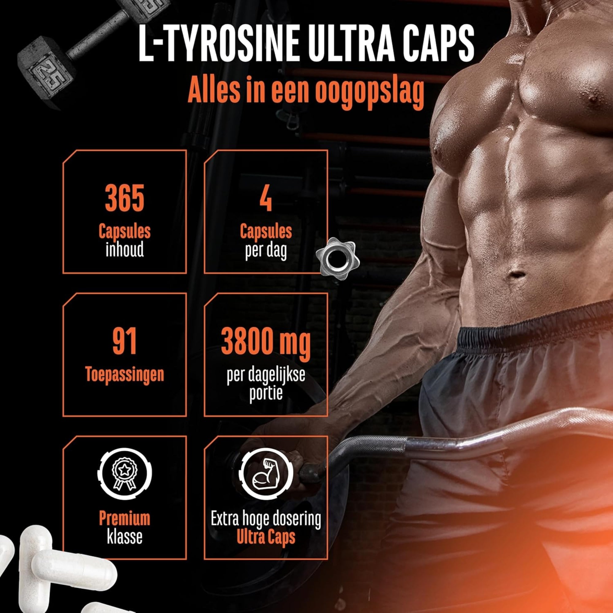 L-Tyrosine Ultra 950mg | 365 capsules | German Elite Nutrition