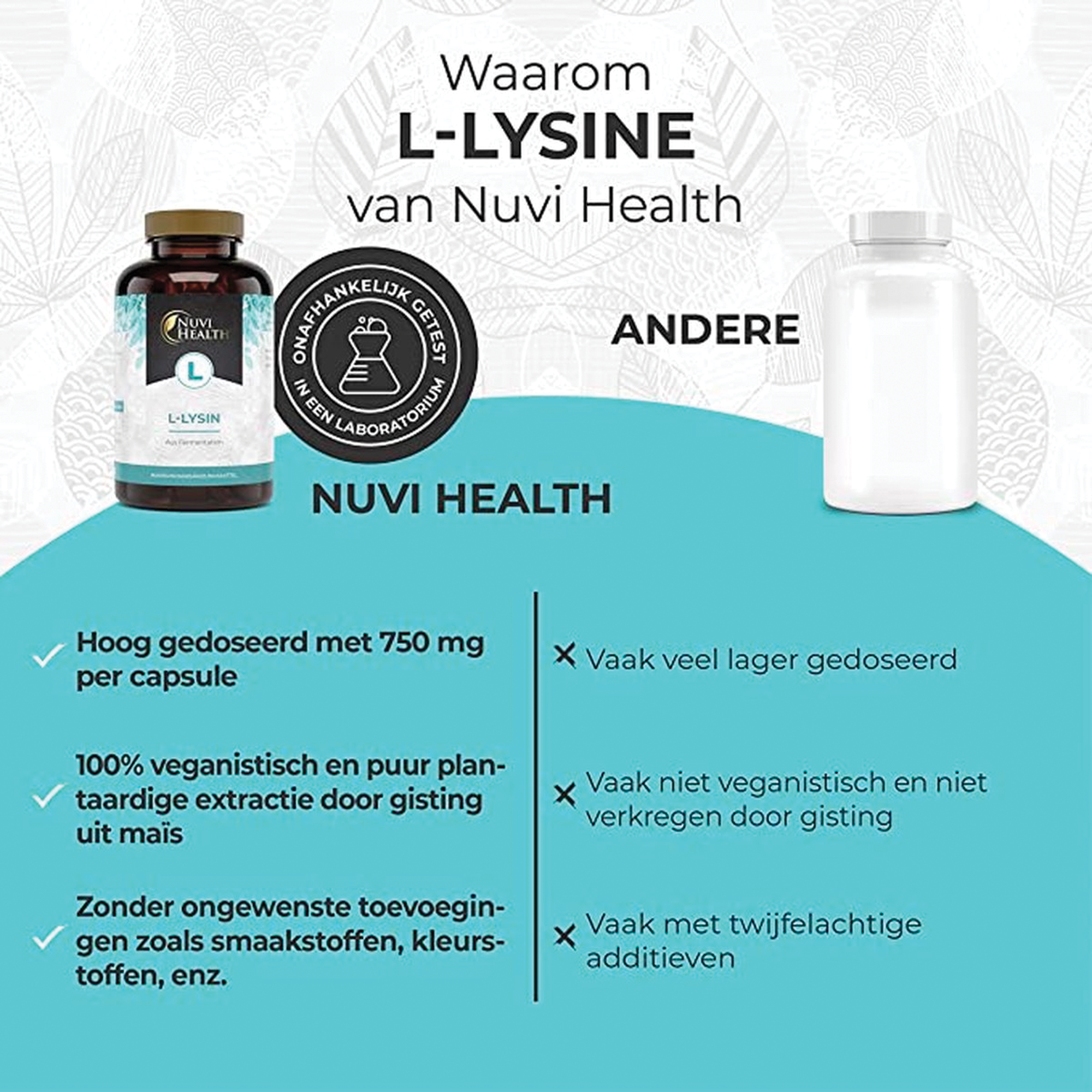 L-Lysine | 365 Capsules | 1500mg per dag dosering | Nuvi Health