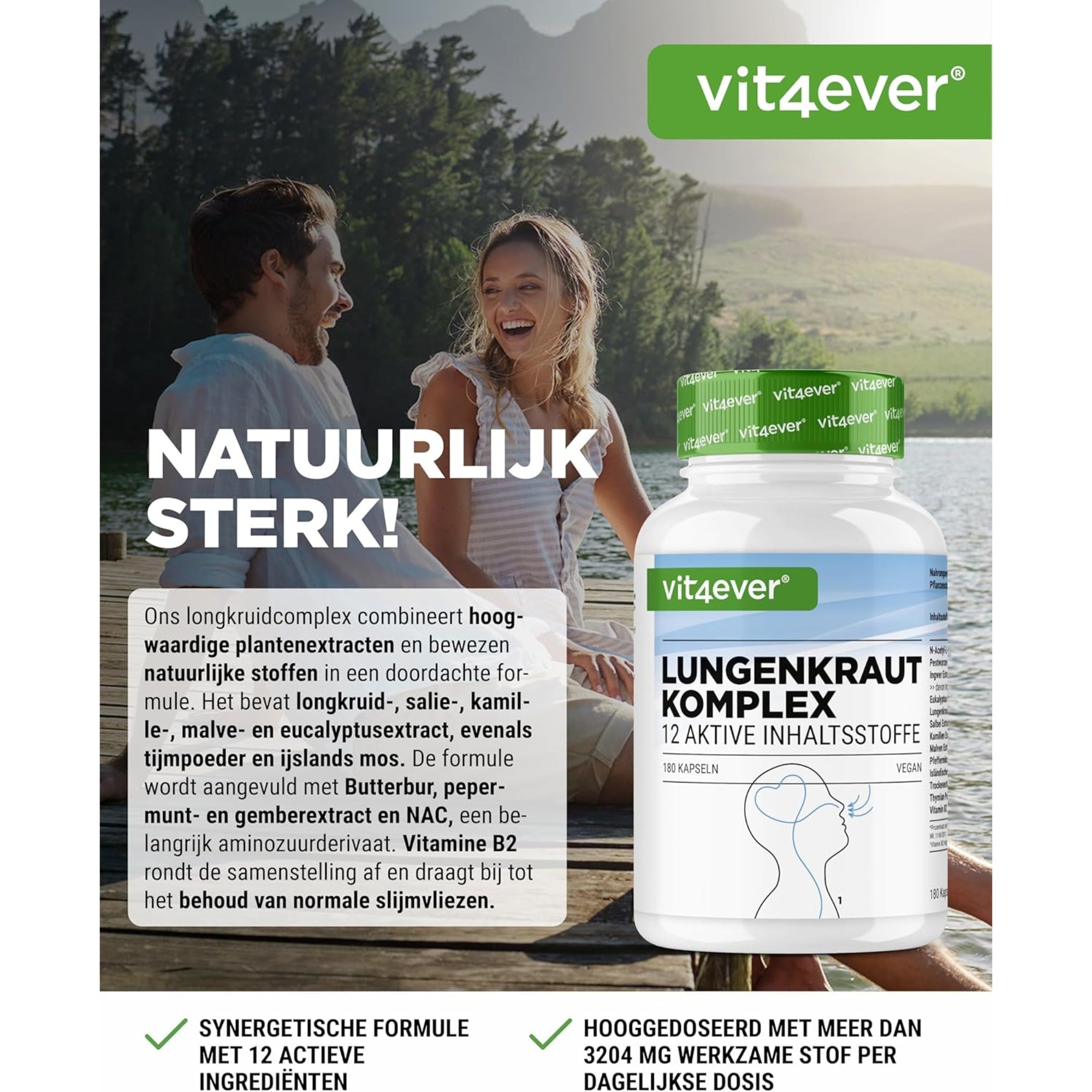 Longkruid Luchtwegencomplex met NAC & kruiden | 180 caps | Vit4ever