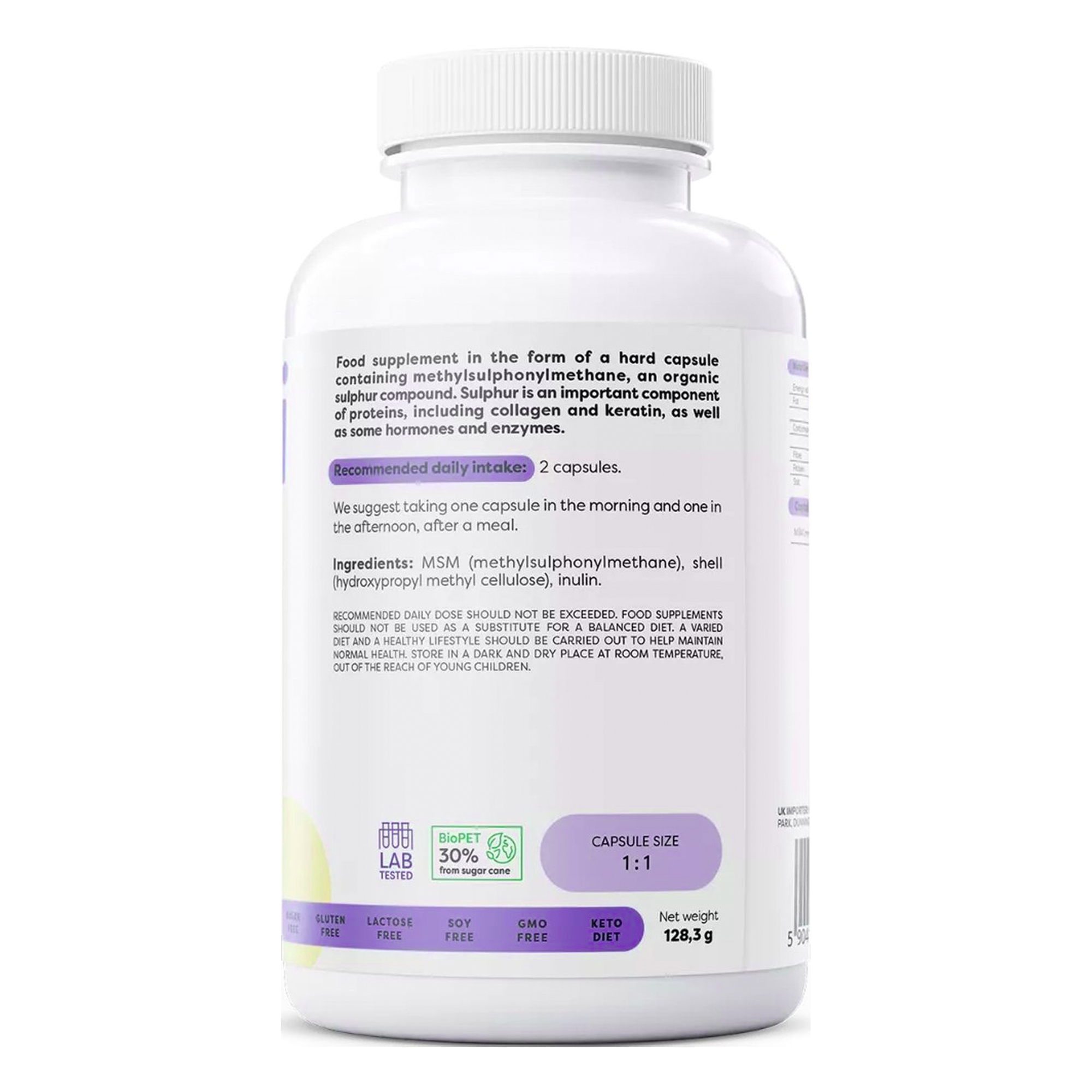 MSM (methylsulfonylmethane) 1000mg | 120 vegan capsules | Osavi