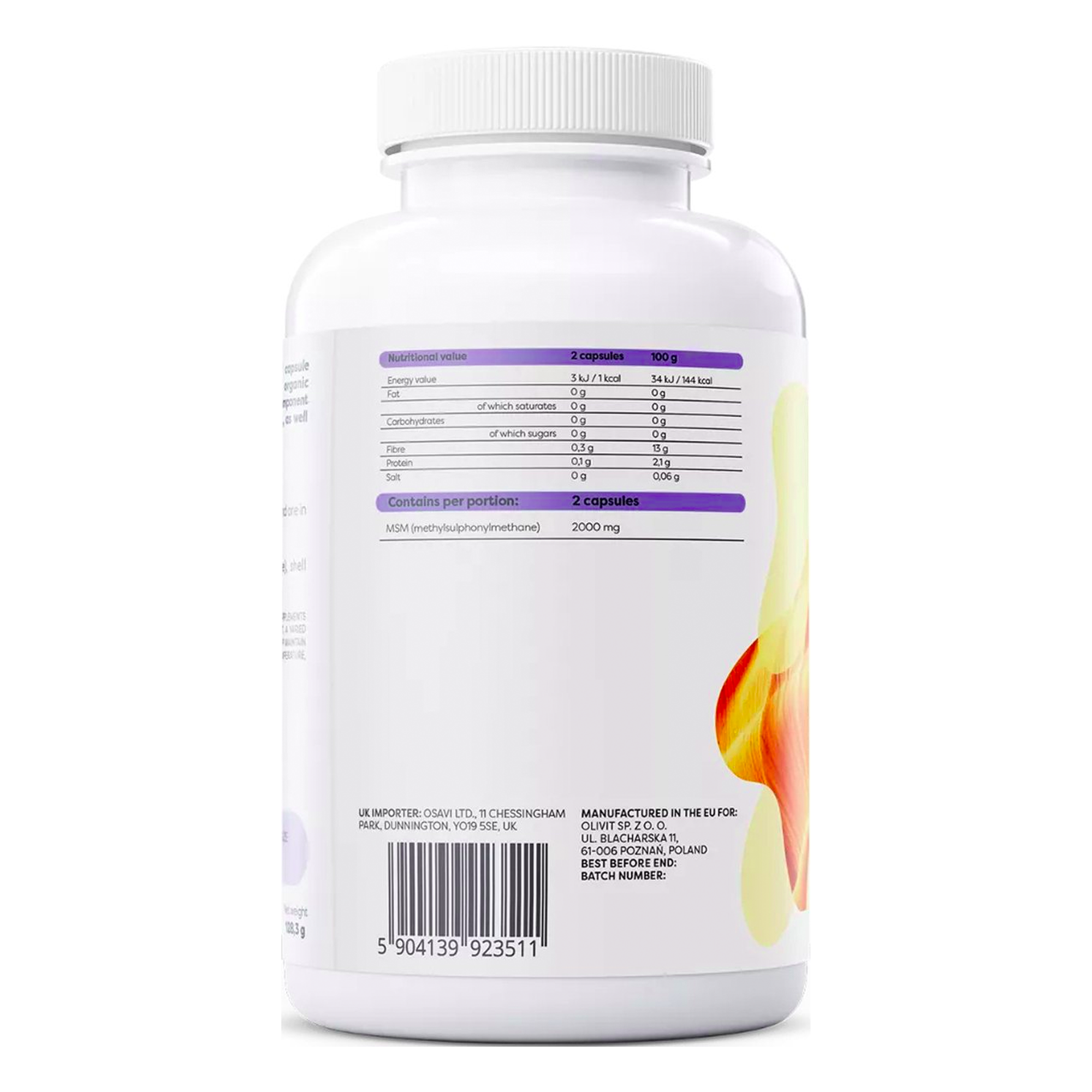 MSM (methylsulfonylmethane) 1000mg | 120 vegan capsules | Osavi