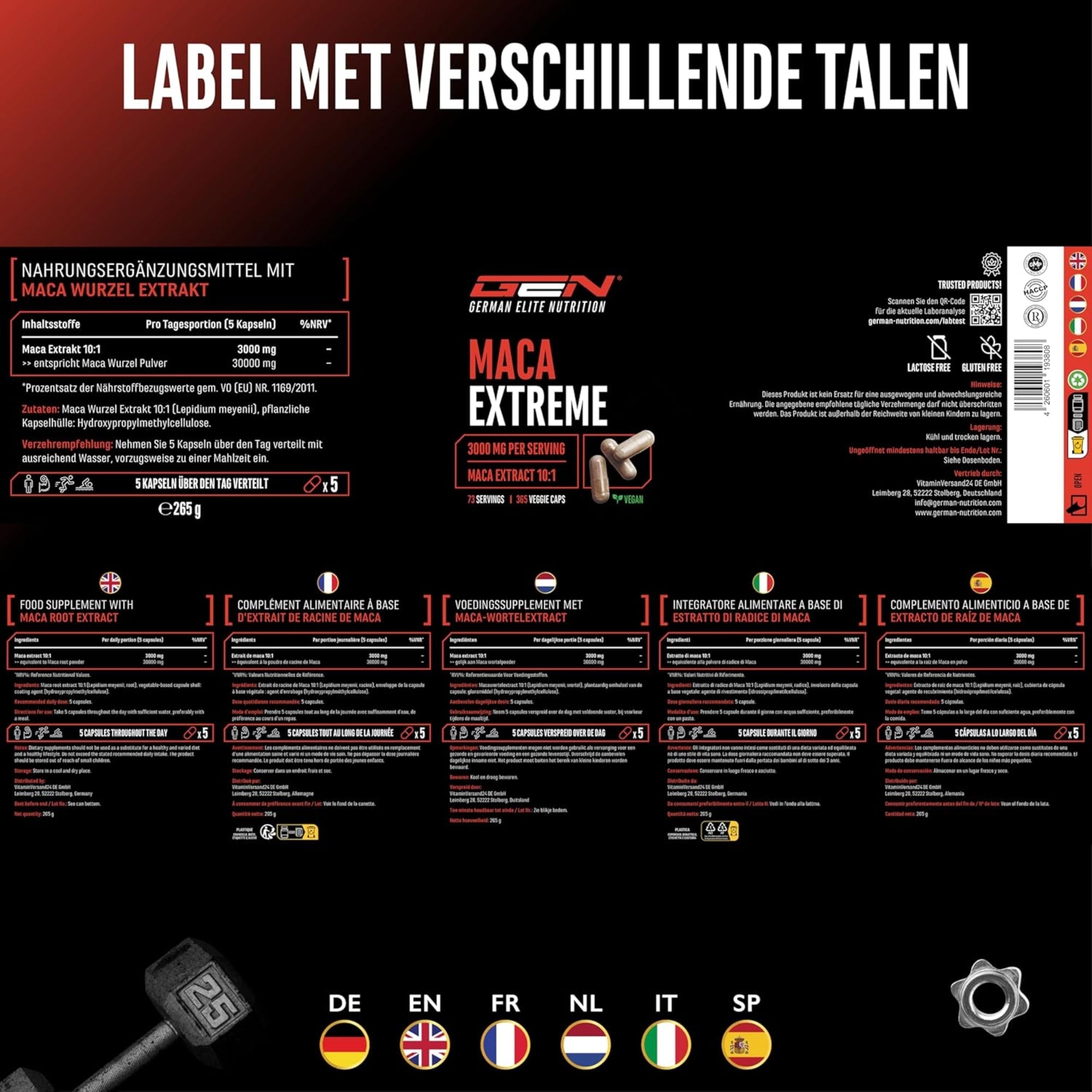 Maca Extreme (Maca Extract 10:1 600mg) | 365 capsules | German Elite Nutrition